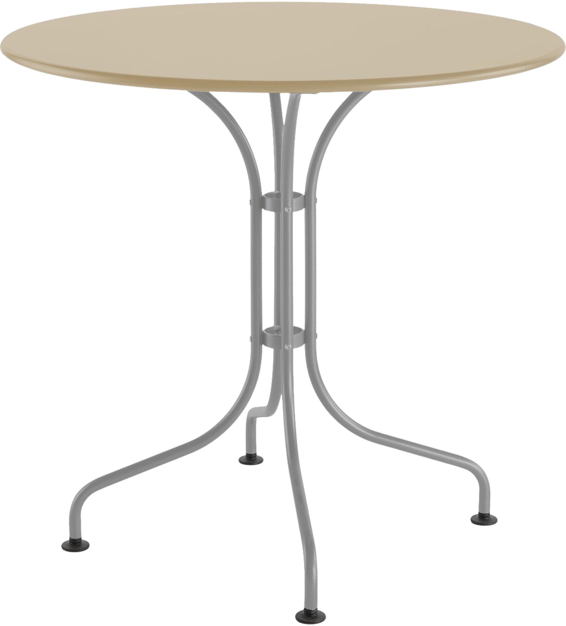 Eleganter St. Moritz Metall-Gartentisch mit einem Durchmesser von 80 cm, ideal für entspannte Stunden im Freien und gesellige Zusammenkünfte.