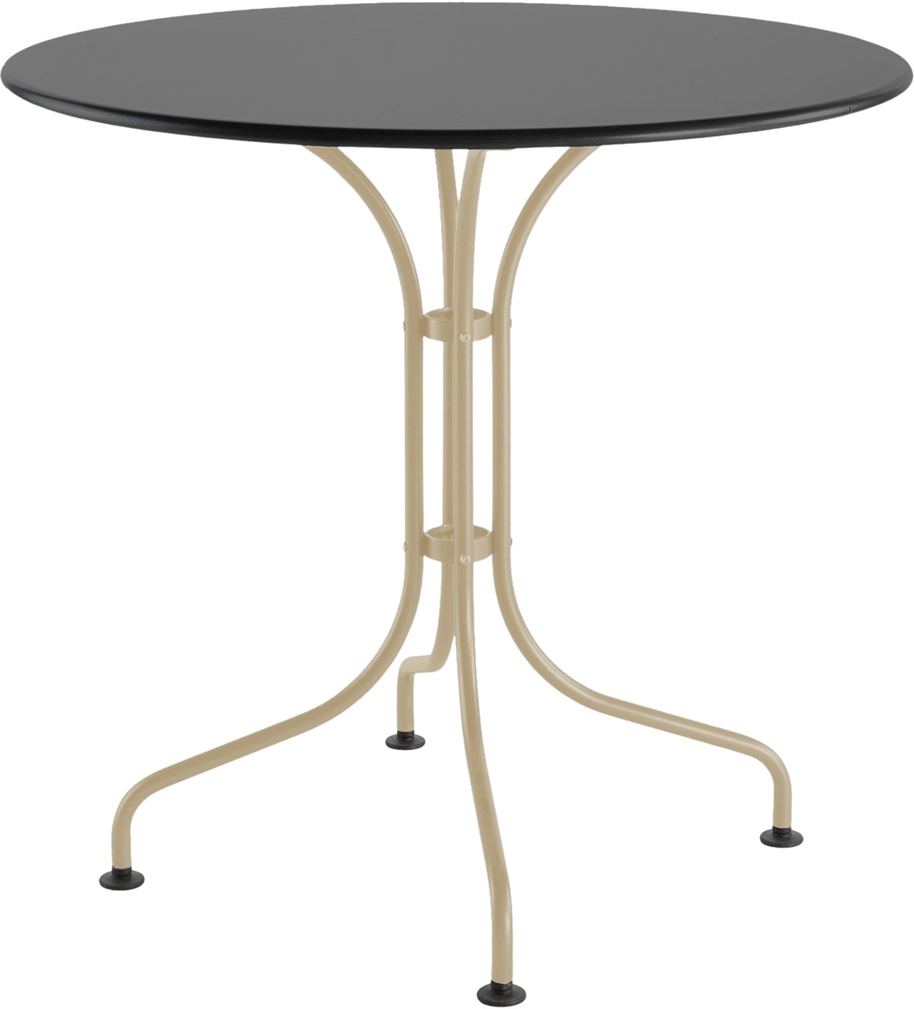 Eleganter runder Gartentisch St. Moritz aus Metall mit 80 cm Durchmesser, ideal für gesellige Runden im Freien.