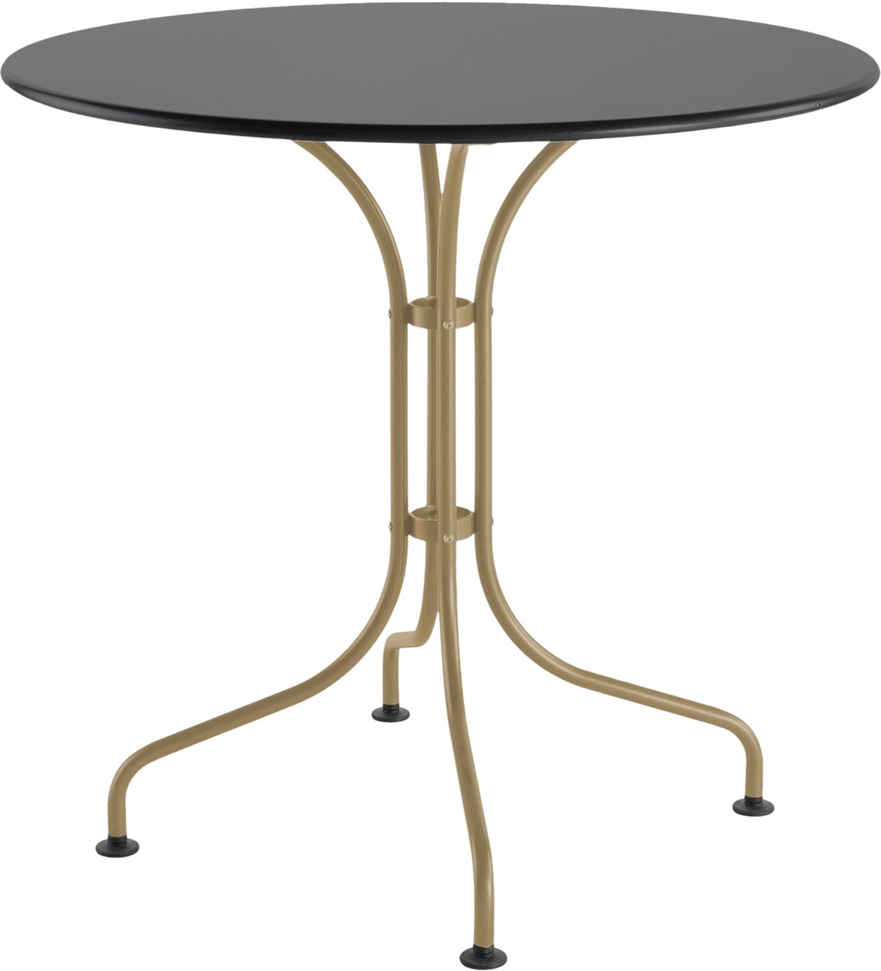 Eleganter runder Gartentisch St. Moritz aus Metall mit 80 cm Durchmesser, ideal für gesellige Runden im Freien.