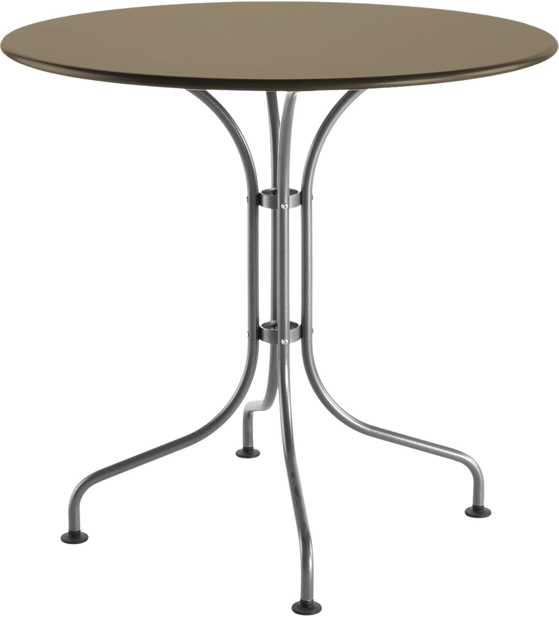 Eleganter runder Metall-Gartentisch mit einem Durchmesser von 80 cm, ideal für gesellige Runden im Garten oder auf der Terrasse.