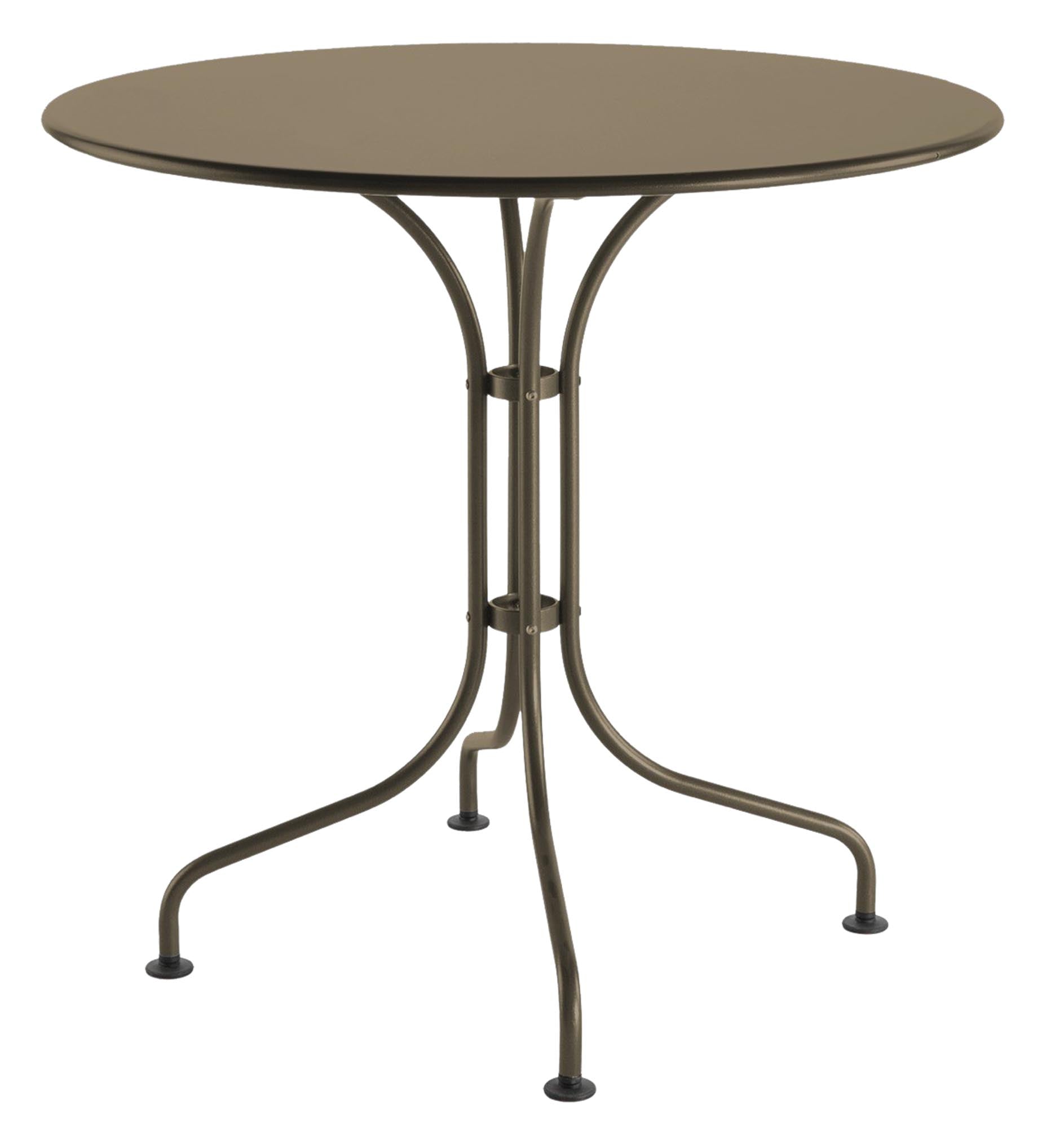 Eleganter runder Metall-Gartentisch mit 80 cm Durchmesser, ideal für gesellige Runden im Garten oder auf der Terrasse.