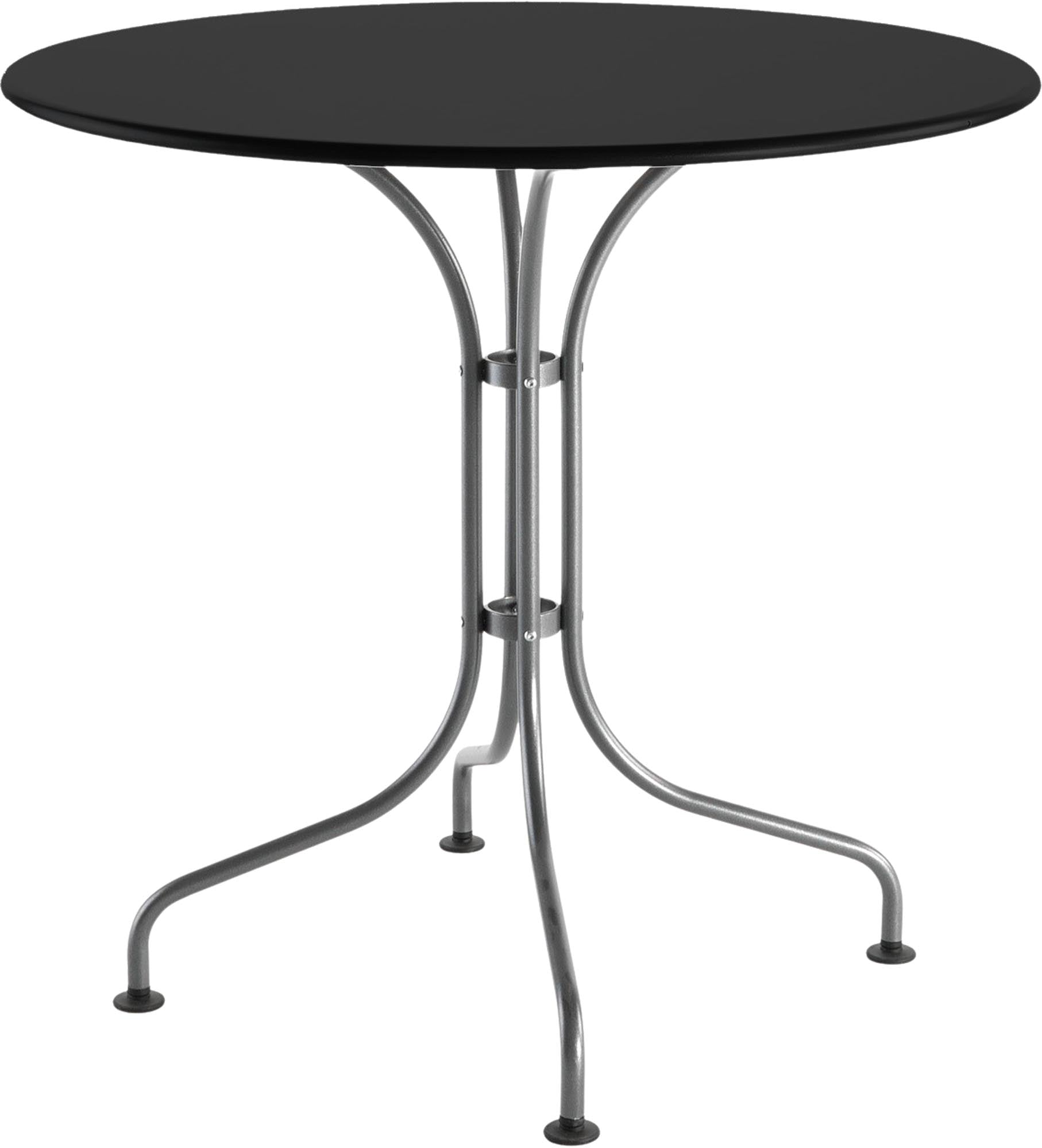 Entdecken Sie den stilvollen Metalltisch St. Moritz ø 90 von Schaffner – ideal für gemütliche Stunden im Freien.