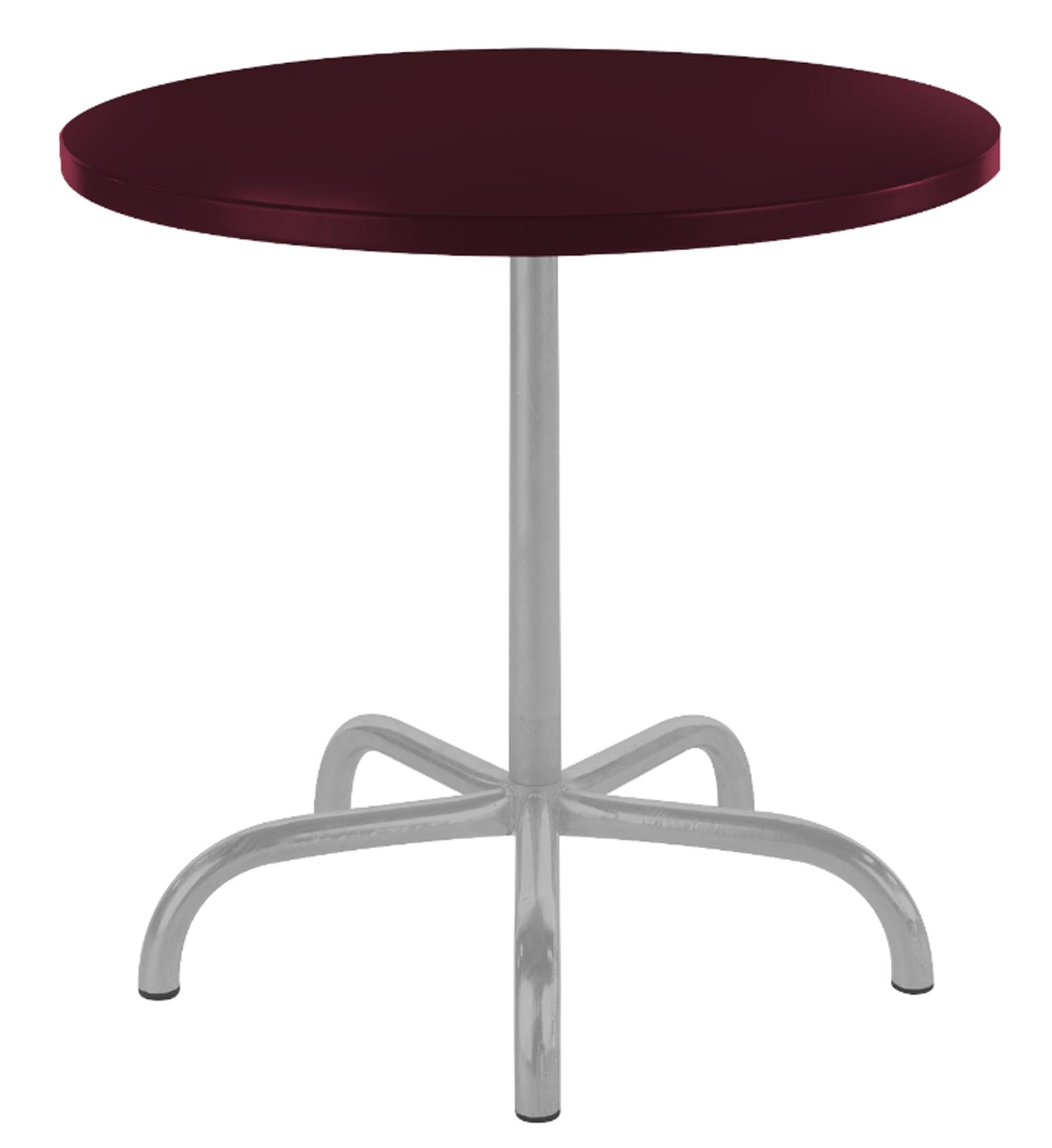 Eleganter klappbarer Gartentisch Säntis aus Metall mit einem Durchmesser von 80 cm in stilvollem Bordeaux, ideal für Garten und Terrasse.