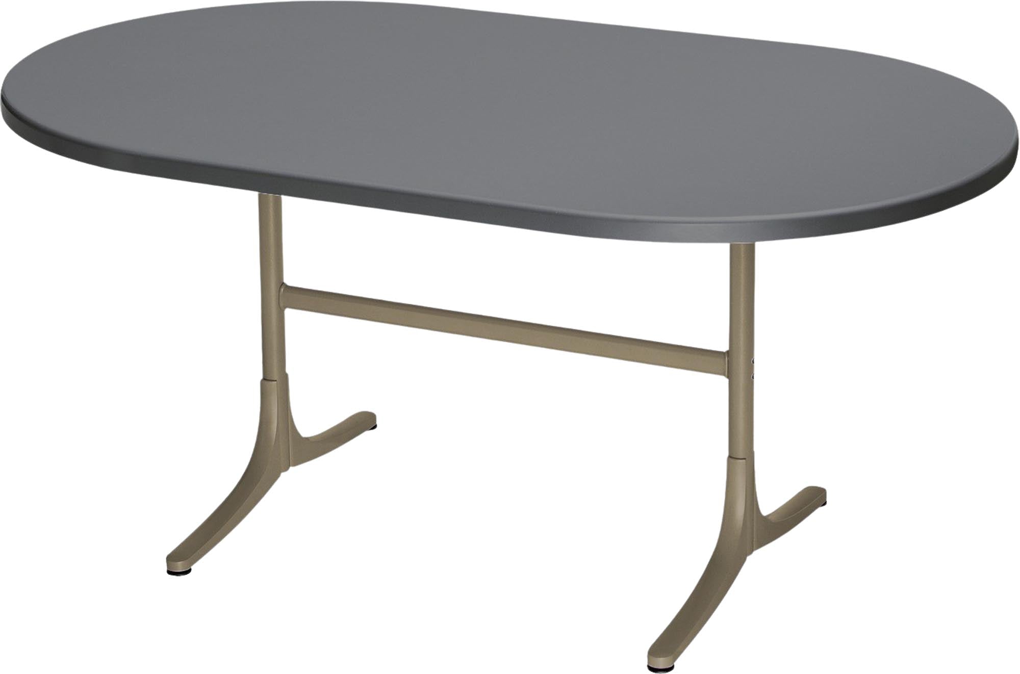 Eleganter, wetterfester Gartentisch aus Glasfaser, 160x95 cm, klappbar, UV-beständig, langlebig und Made in Switzerland – perfekt für stilvolle Outdoor-Momente.