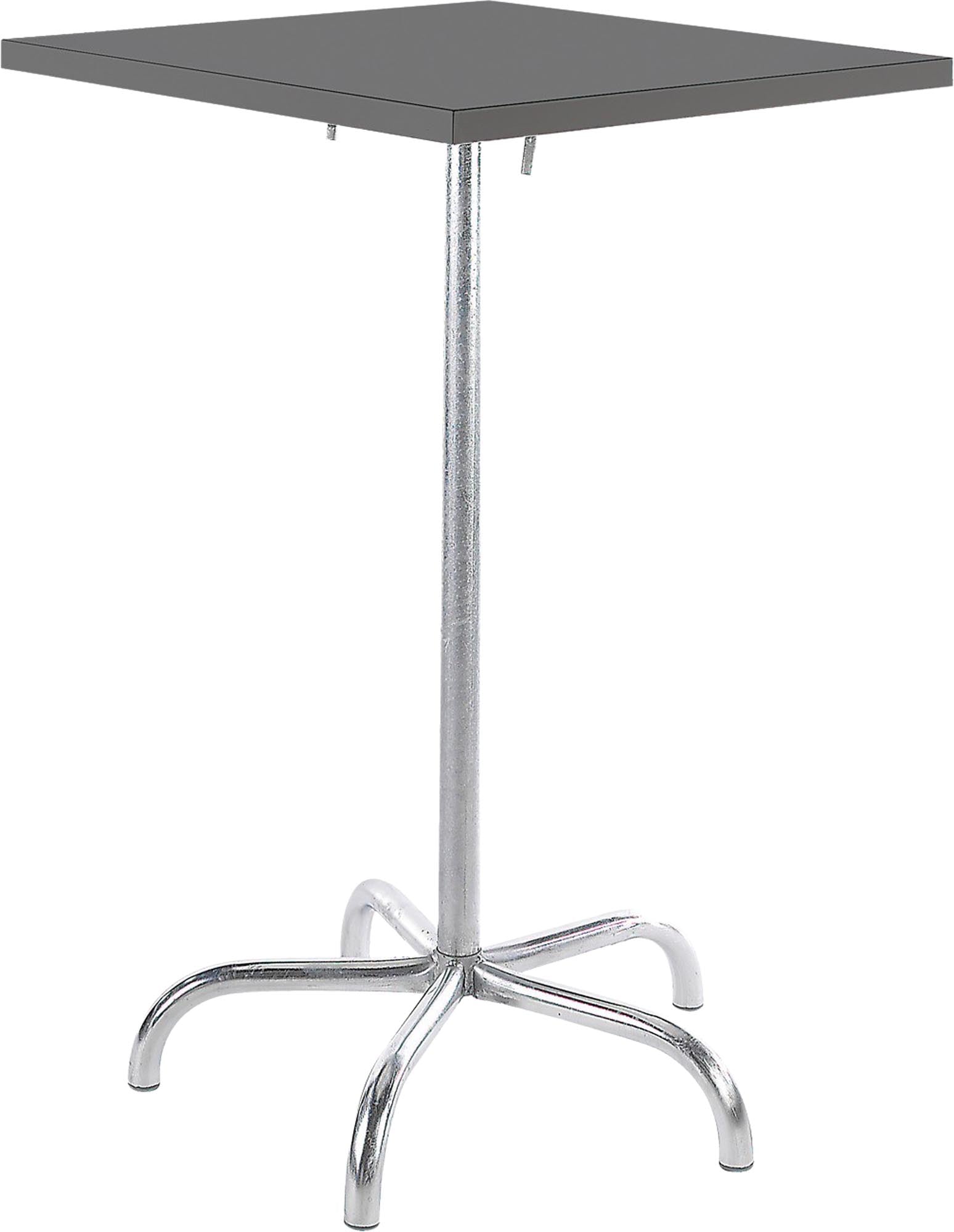 Robuster, klappbarer Säntis Metall-Stehtisch Outdoor 80x80/110 von Schaffner – wetterfest, langlebig, vielseitig, leicht zu transportieren und perfekt für den Garten.