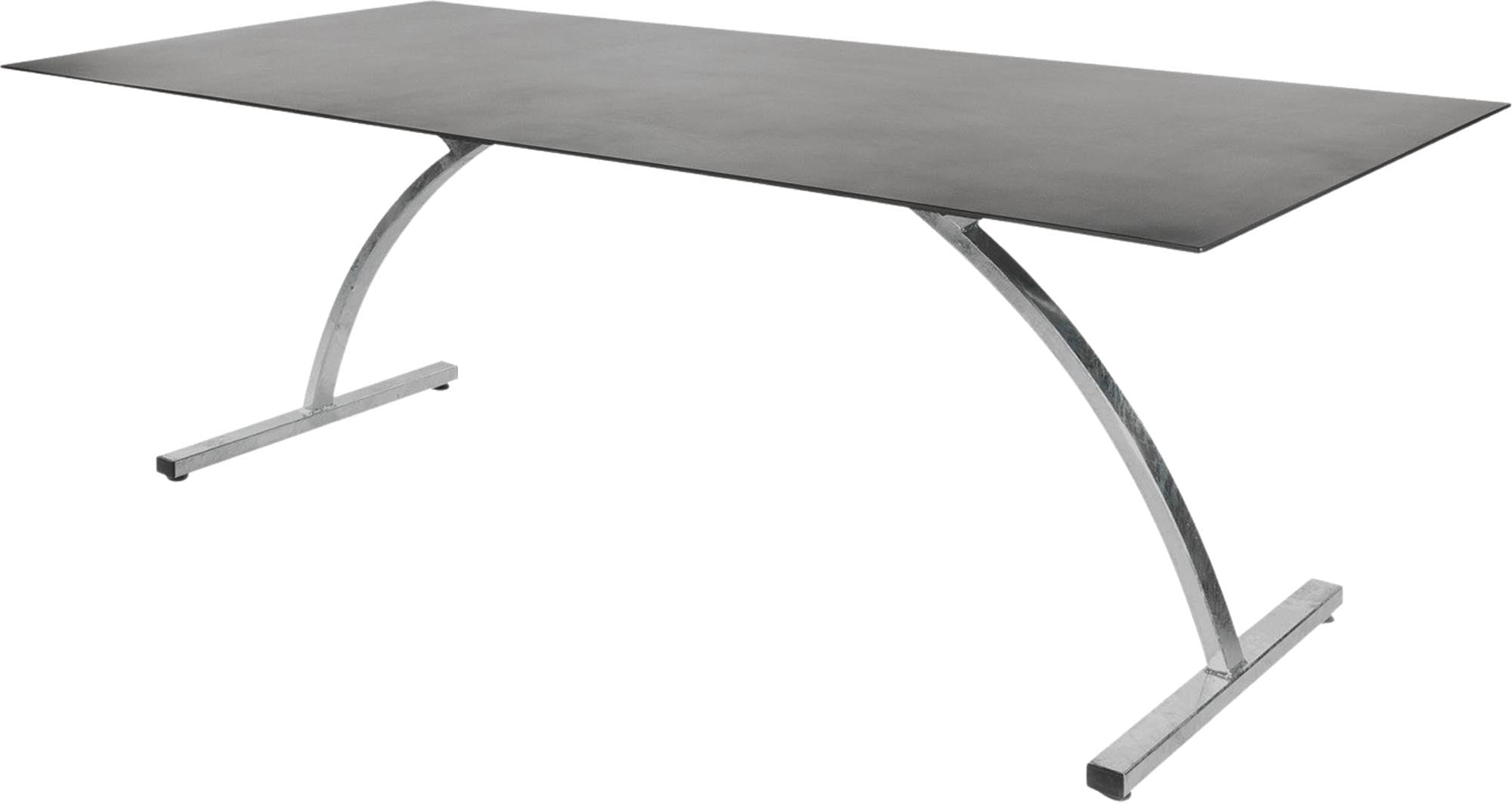 Bernardino Gartentisch aus Glasfaser 220x100 klappbar in Alusilber präsentiert im Onlineshop von KAQTU Design AG. Gartentisch ist von Schaffner