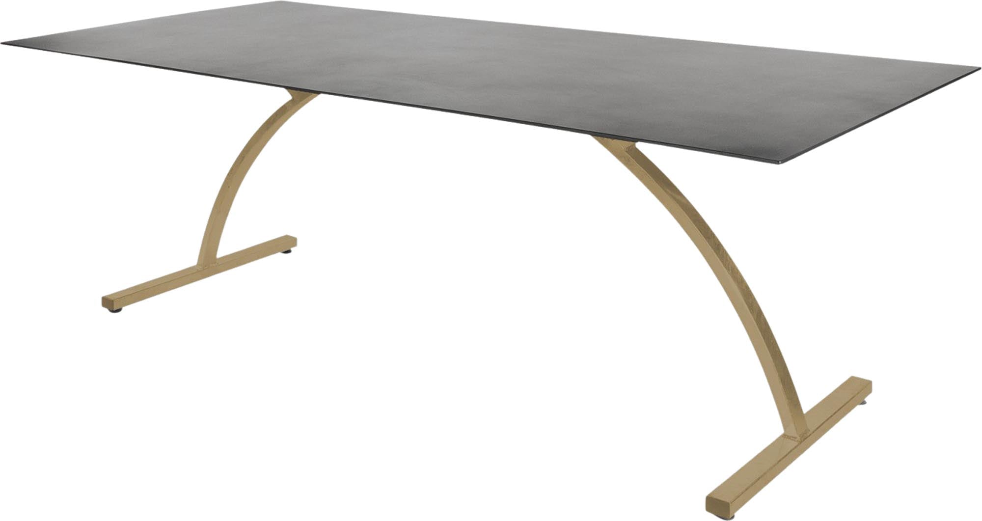 Bernardino Gartentisch aus Glasfaser 220x100 klappbar in Alusilber präsentiert im Onlineshop von KAQTU Design AG. Gartentisch ist von Schaffner