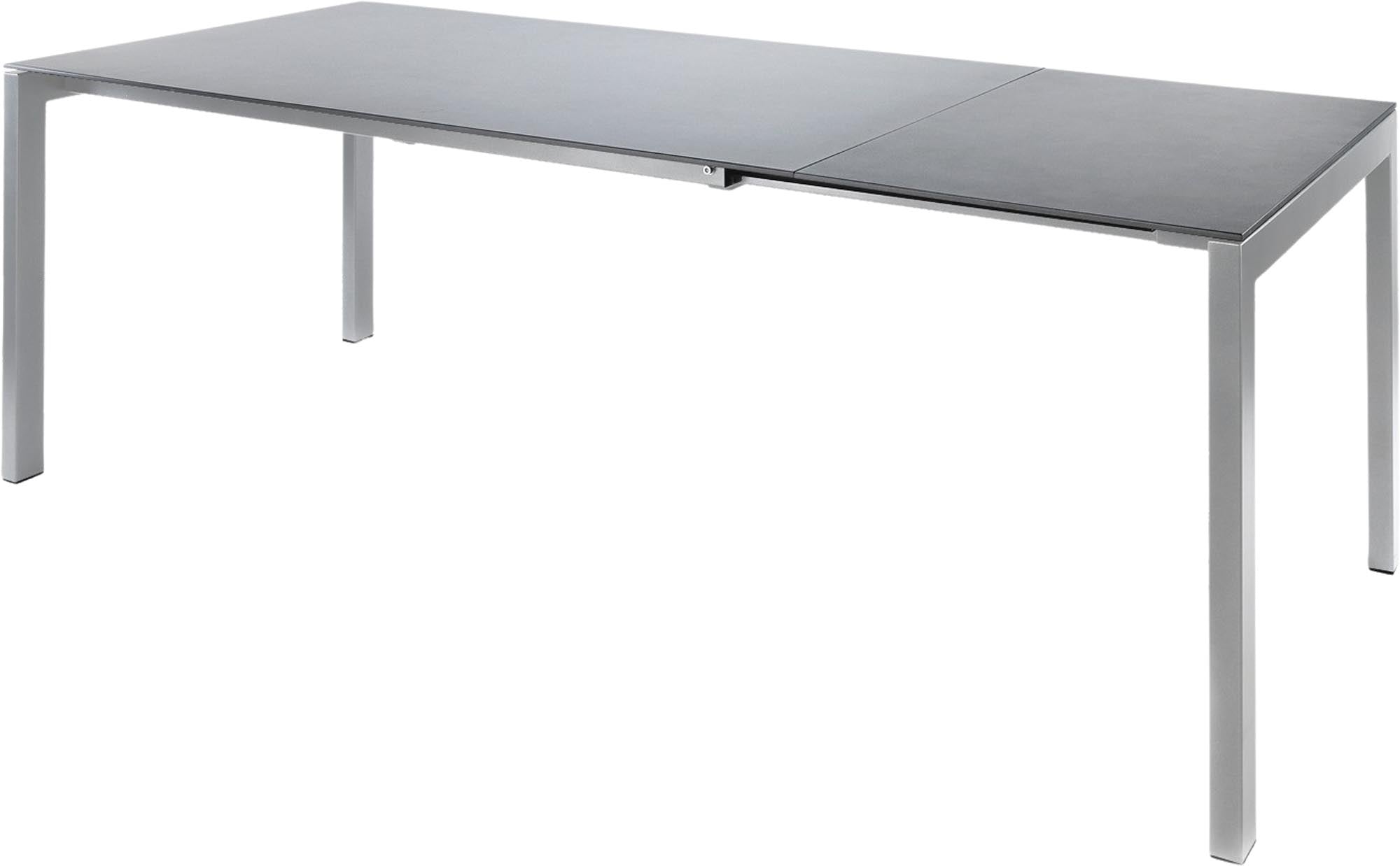 Luzern Glasfaser-Gartentisch 160/220x90 ausziehbar in Alusilber präsentiert im Onlineshop von KAQTU Design AG. Gartentisch ist von Schaffner