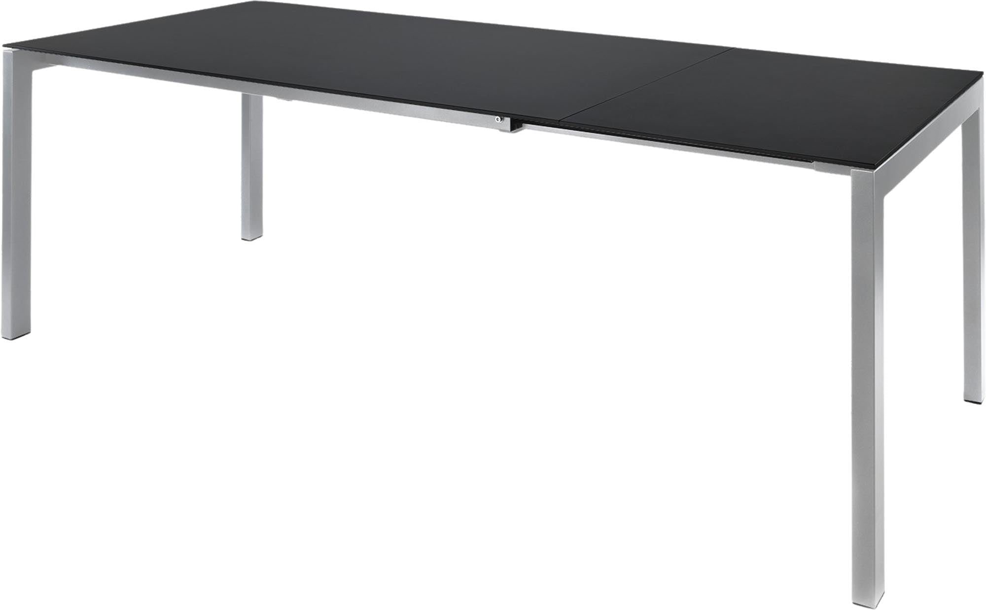 Eleganter Fiberglastisch Luzern, flexibel von 140 auf 200 cm erweiterbar.