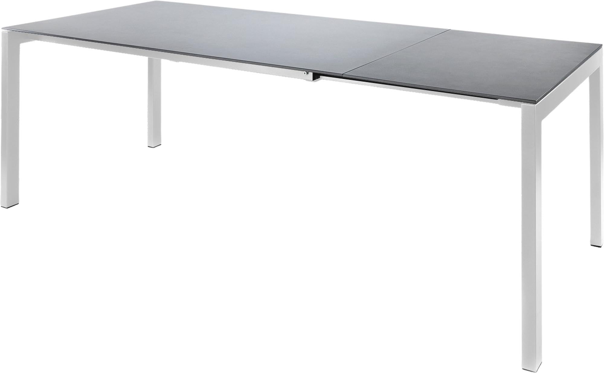 Luzern Glasfaser-Gartentisch 160/220x100 ausziehbar in Alusilber präsentiert im Onlineshop von KAQTU Design AG. Gartentisch ist von Schaffner