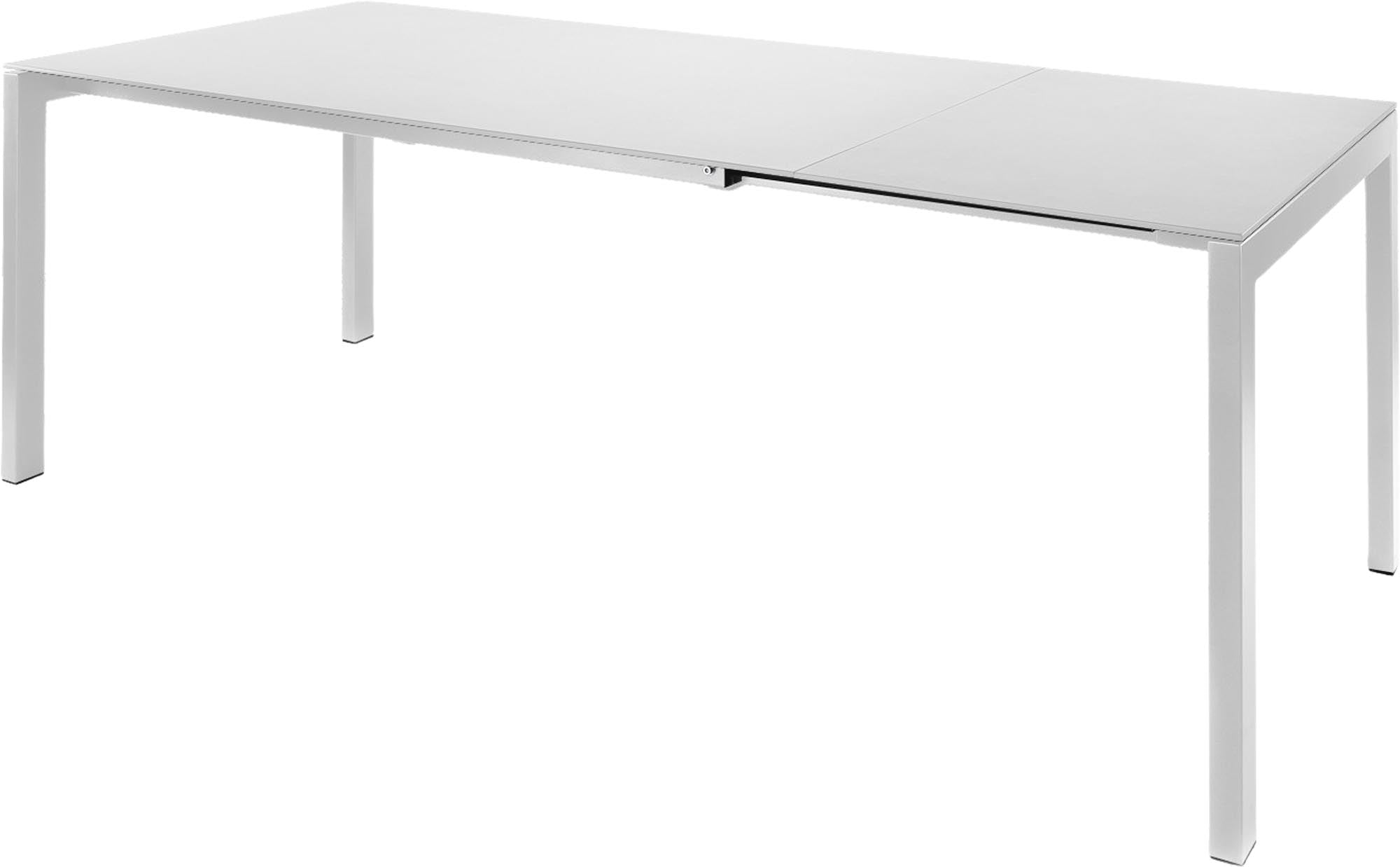 Der ausziehbare Fiberglastisch Luzern von Schaffner bietet stilvolle Flexibilität und ist ideal für jede Veranstaltung.