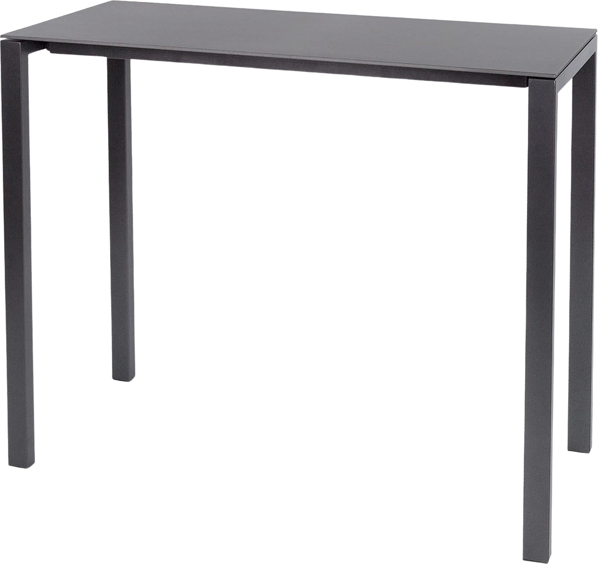 Moderner Outdoor-Stehtisch Luzern aus robustem Glasfaser, ideal für entspannte Zusammenkünfte im Freien, 140x60 cm.