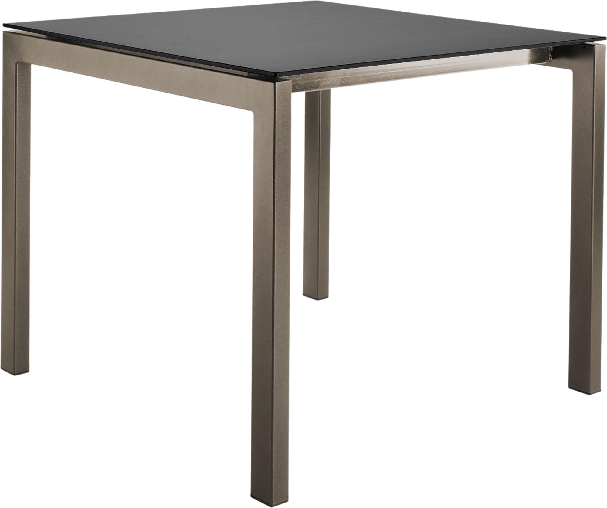 Eleganter Fiberglastisch Luzern 80 x 80 von Schaffner: Leicht, wetterfest und klappbar – ideal für jeden Außenbereich.