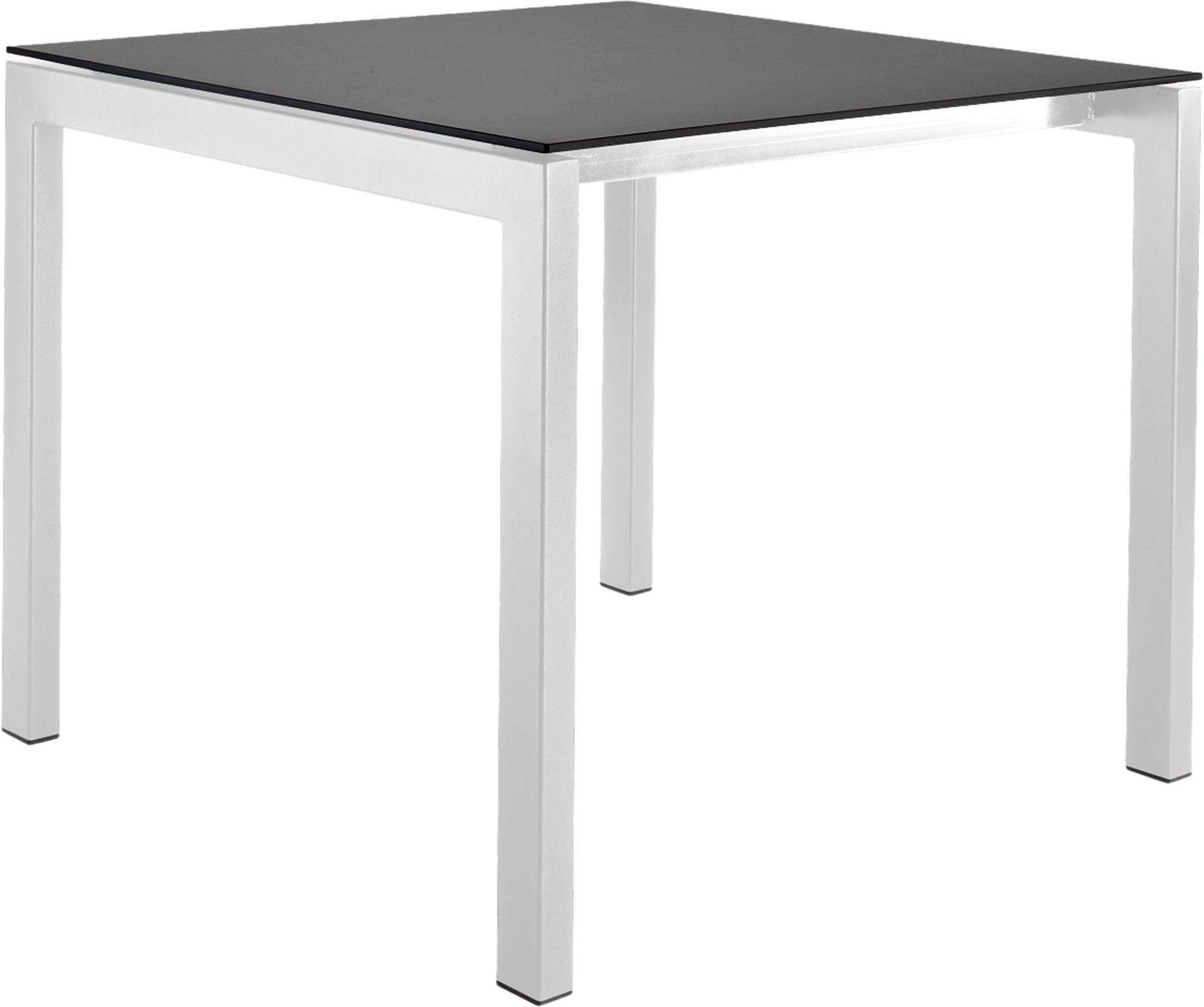 Moderner Gartentisch Luzern aus Glasfaser, 80x80 cm, ideal für Garten und Terrasse, robust, klappbar und pflegeleicht, in stilvollem Design.