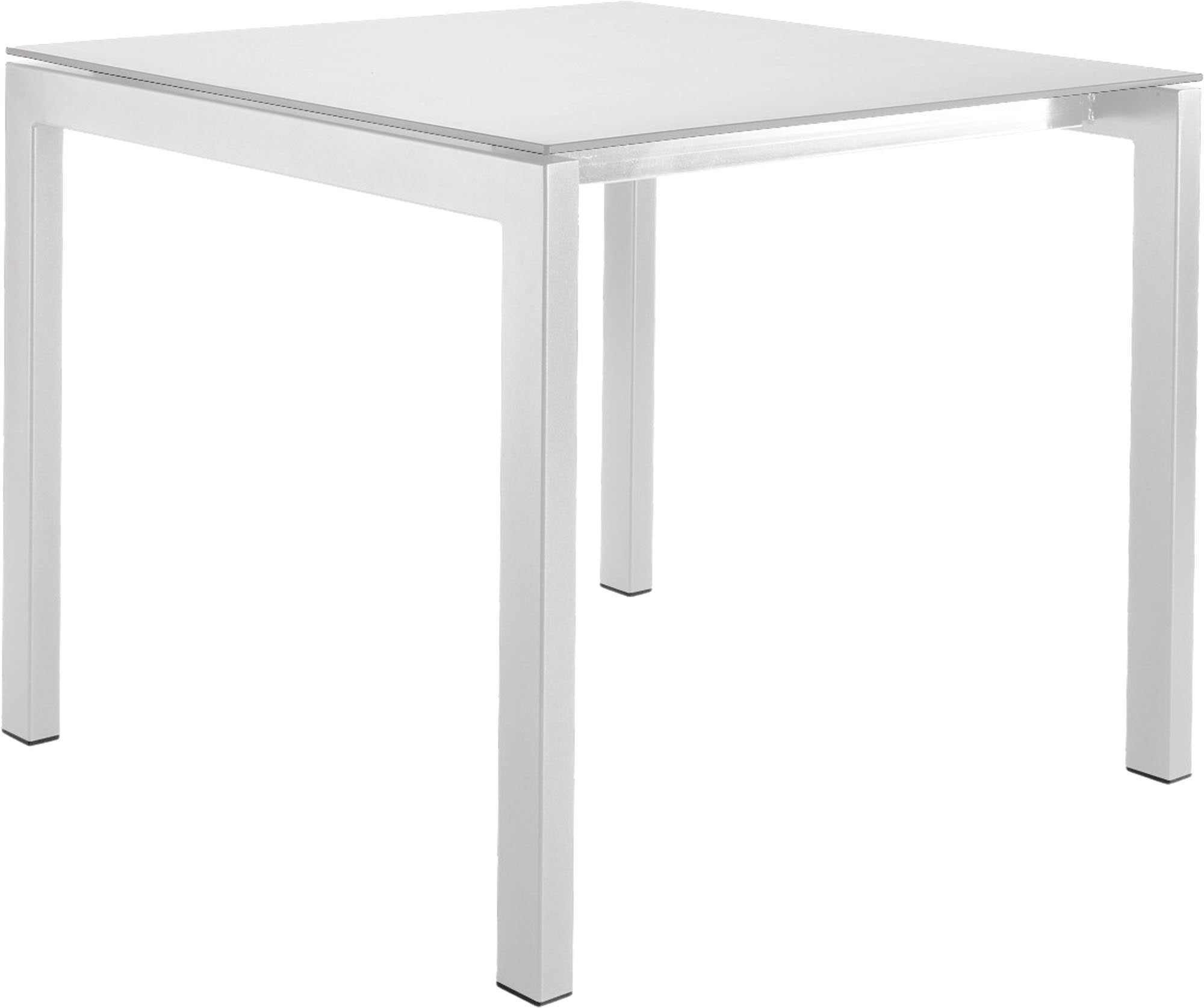 Moderner Gartentisch Luzern aus Glasfaser, 80x80 cm, ideal für den Außenbereich, robust, klappbar und pflegeleicht – stilvolles Design für jeden Garten.