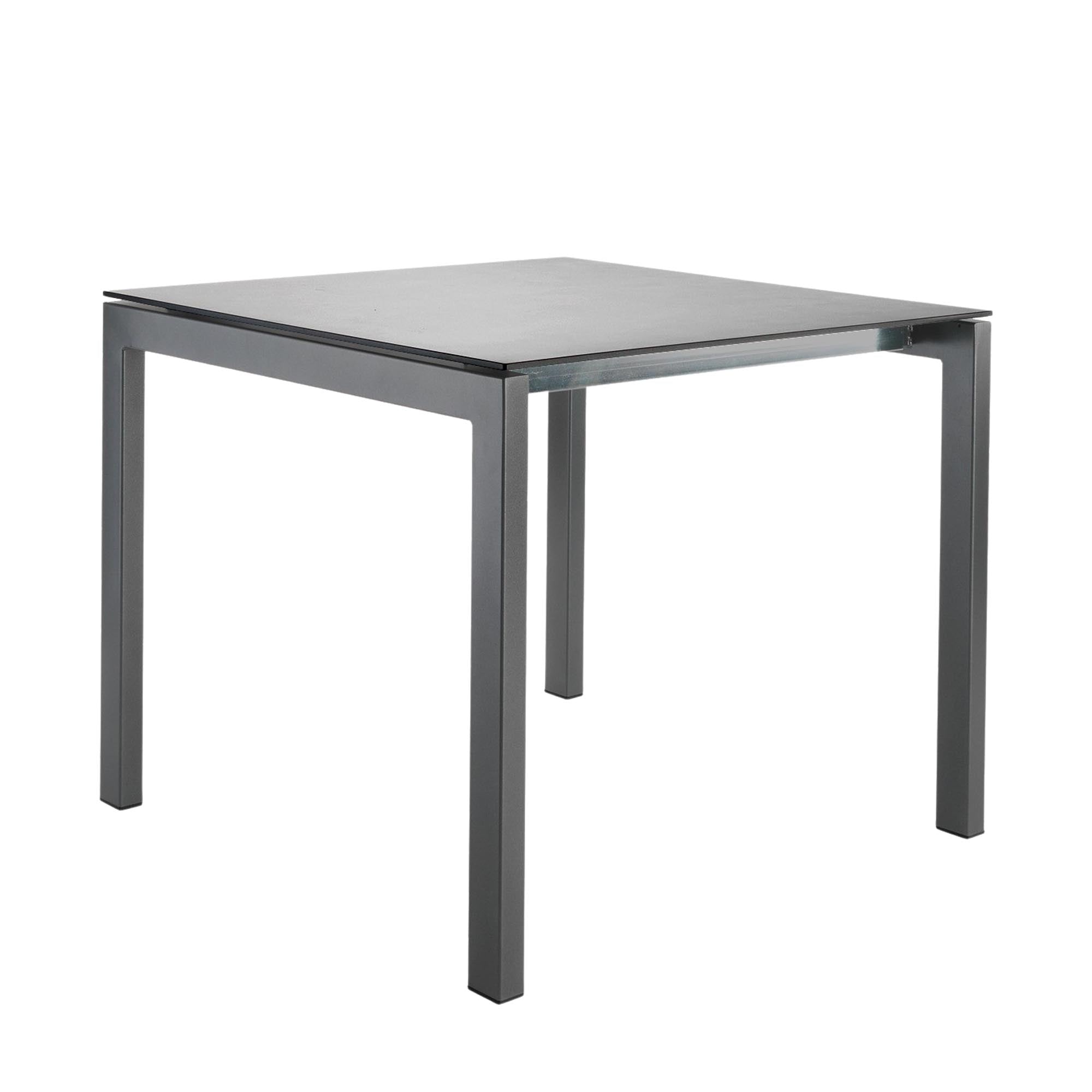 Luzern Glasfaser-Gartentisch Decor 90x90 in Alusilber präsentiert im Onlineshop von KAQTU Design AG. Gartentisch ist von Schaffner