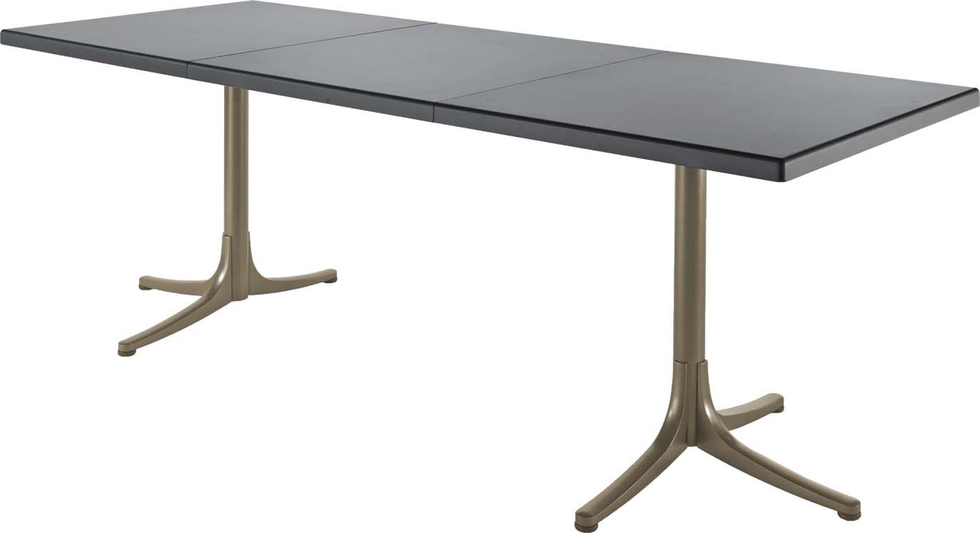 Eleganter, ausziehbarer Fiberglastisch von Schaffner, wetterfest und langlebig, perfekt für Garten und Terrasse.