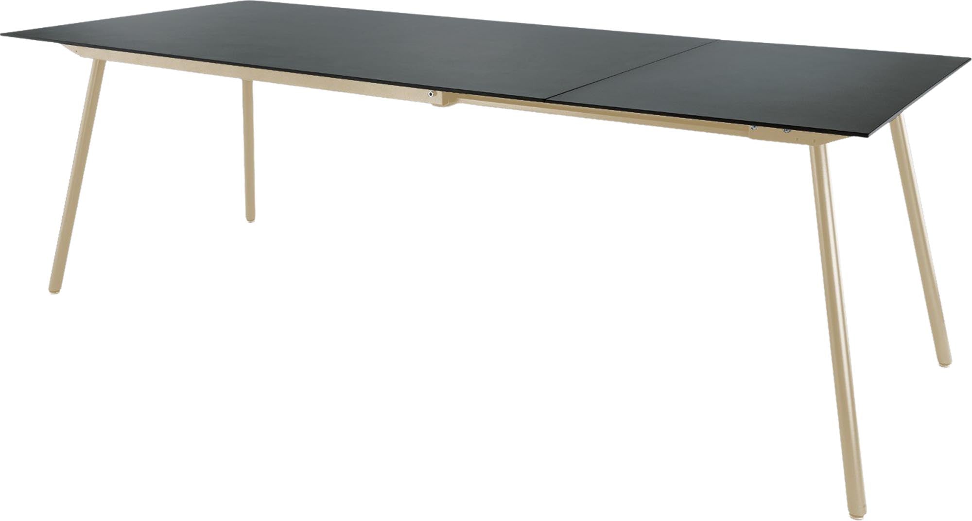 Moderner, ausziehbarer Gartentisch aus Glasfaser, 160/220x90 cm, perfekt für entspannte Abende im Freien und gesellige Zusammenkünfte.