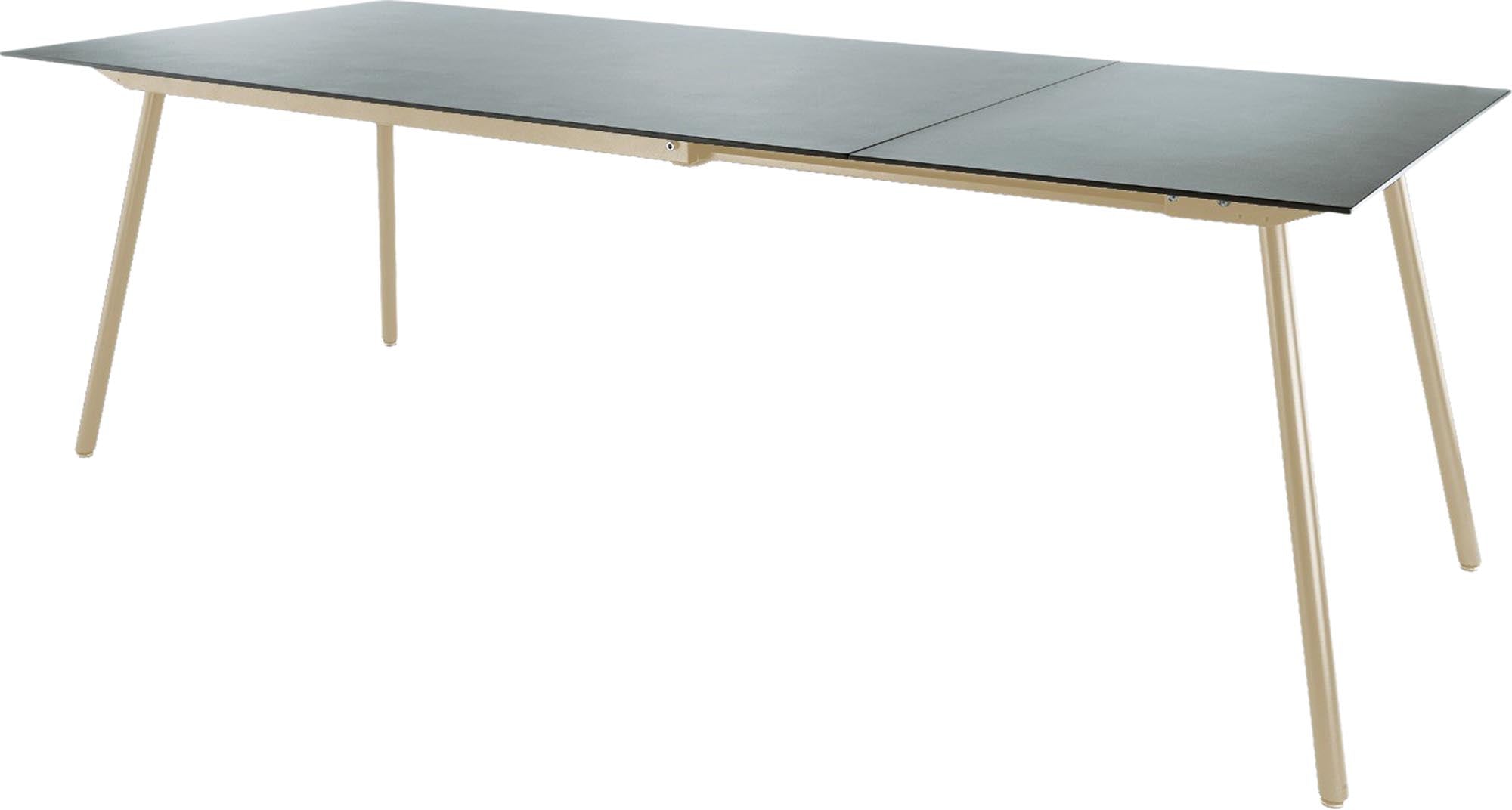 Locarno Glasfaser-Gartentisch 160/220x90 ausziehbar in Alusilber präsentiert im Onlineshop von KAQTU Design AG. Gartentisch ist von Schaffner