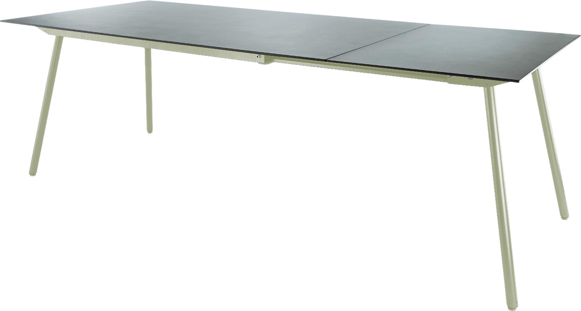 Locarno Glasfaser-Gartentisch 160/220x90 ausziehbar in Alusilber präsentiert im Onlineshop von KAQTU Design AG. Gartentisch ist von Schaffner