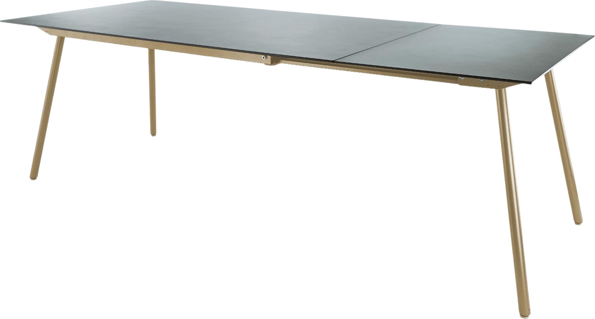 Locarno Glasfaser-Gartentisch 160/220x90 ausziehbar in Alusilber präsentiert im Onlineshop von KAQTU Design AG. Gartentisch ist von Schaffner