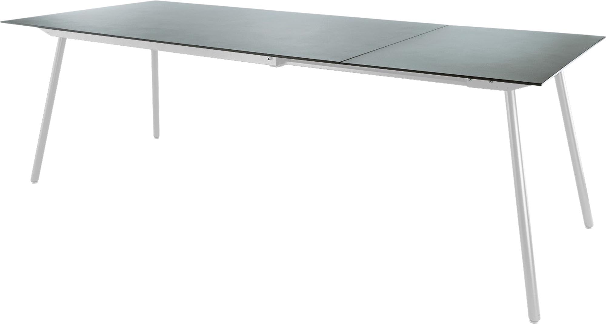 Locarno Glasfaser-Gartentisch 160/220x90 ausziehbar in Alusilber präsentiert im Onlineshop von KAQTU Design AG. Gartentisch ist von Schaffner
