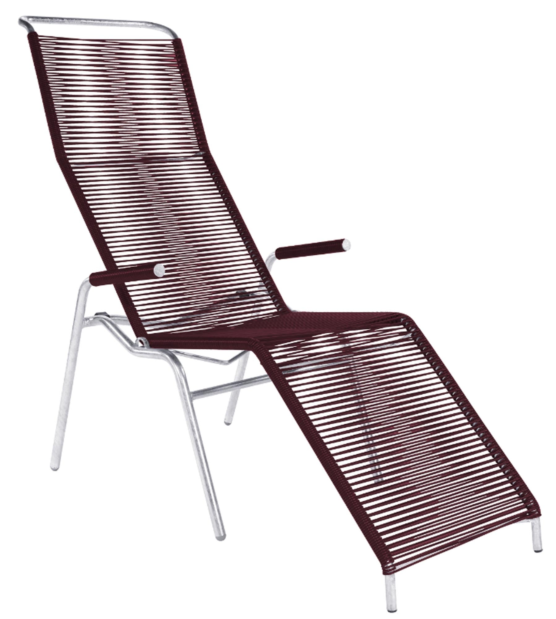 Säntis Spaghetti Liegestuhl in Bordeaux präsentiert im Onlineshop von KAQTU Design AG. Liegestuhl ist von Schaffner