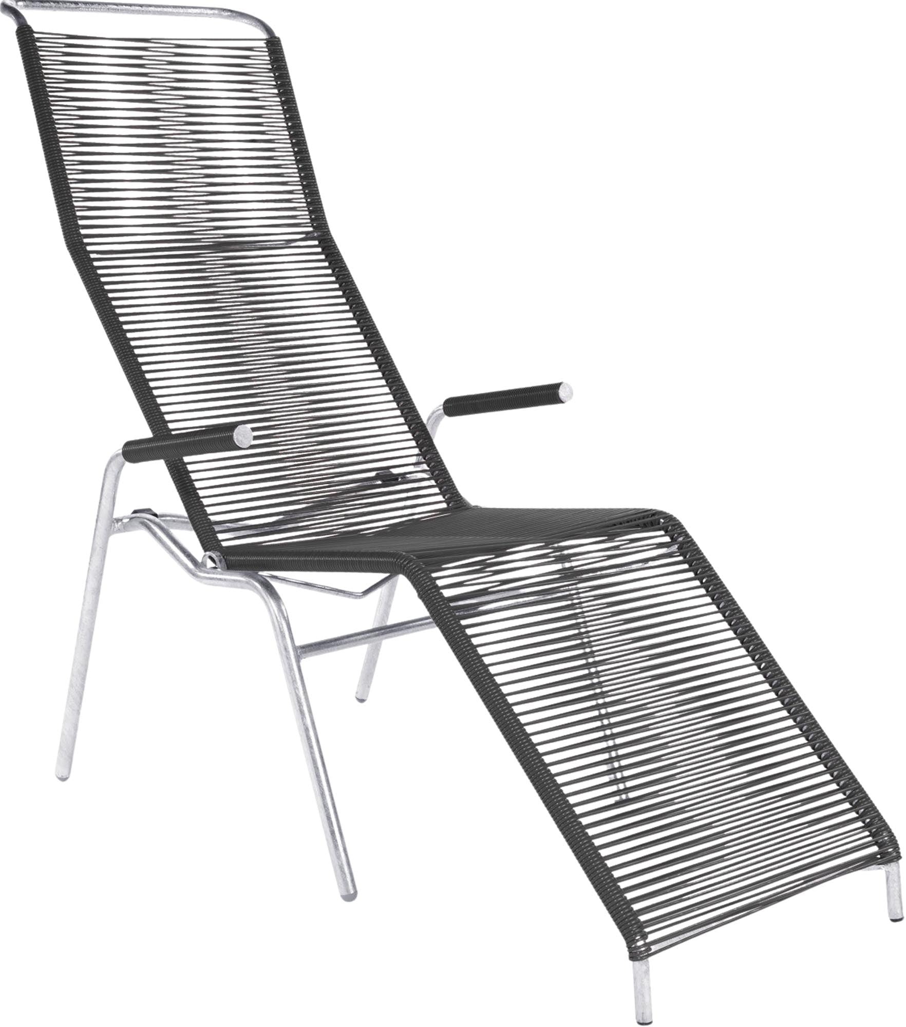 Säntis Spaghetti Liegestuhl in Anthrazit präsentiert im Onlineshop von KAQTU Design AG. Liegestuhl ist von Schaffner