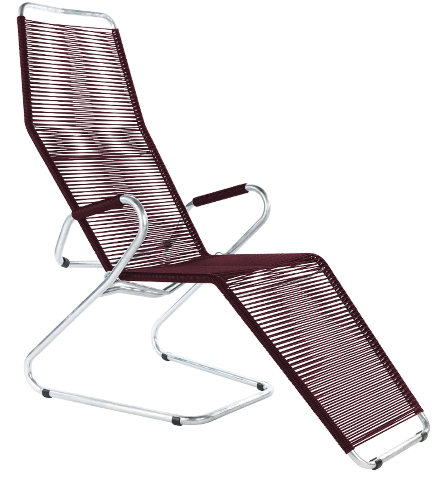 Locarno Spaghetti Liegestuhl in Bordeaux präsentiert im Onlineshop von KAQTU Design AG. Liegestuhl ist von Schaffner