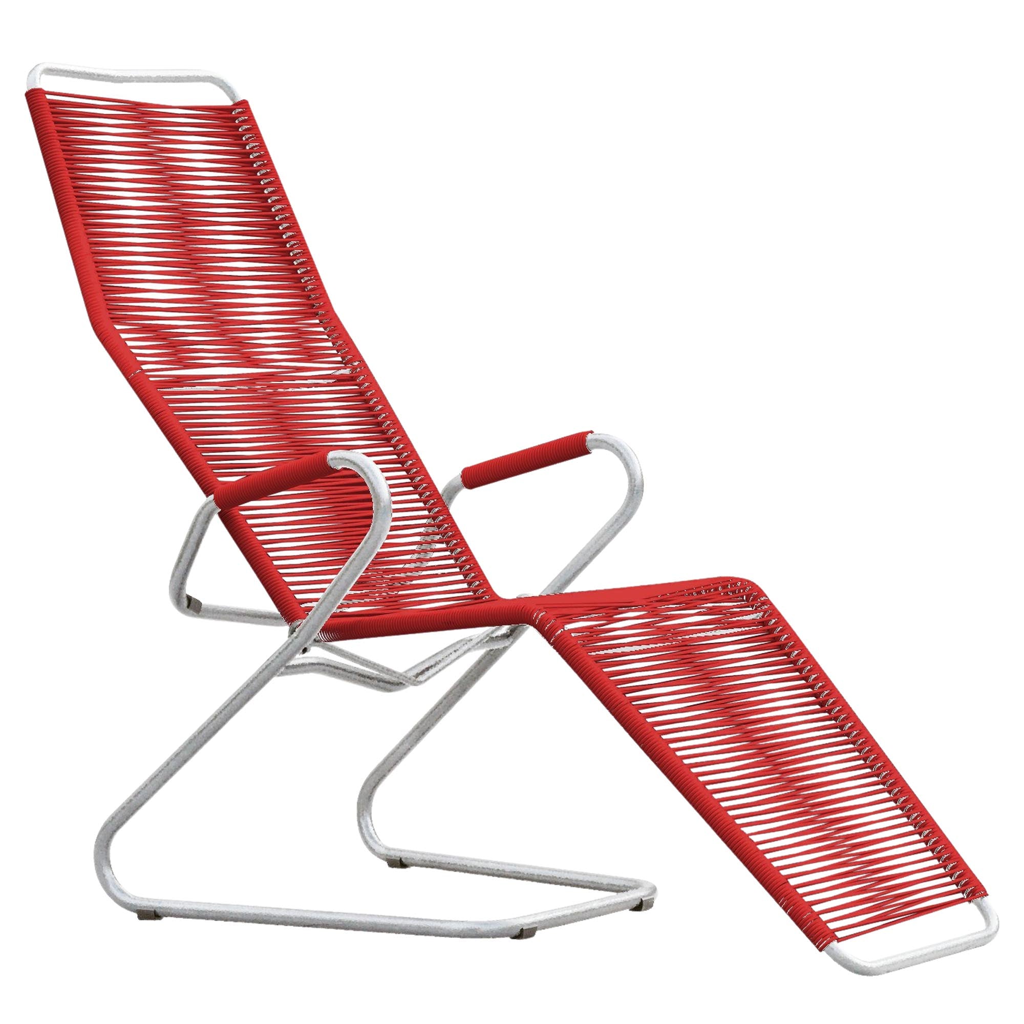 Locarno Spaghetti Liegestuhl in Rot präsentiert im Onlineshop von KAQTU Design AG. Liegestuhl ist von Schaffner