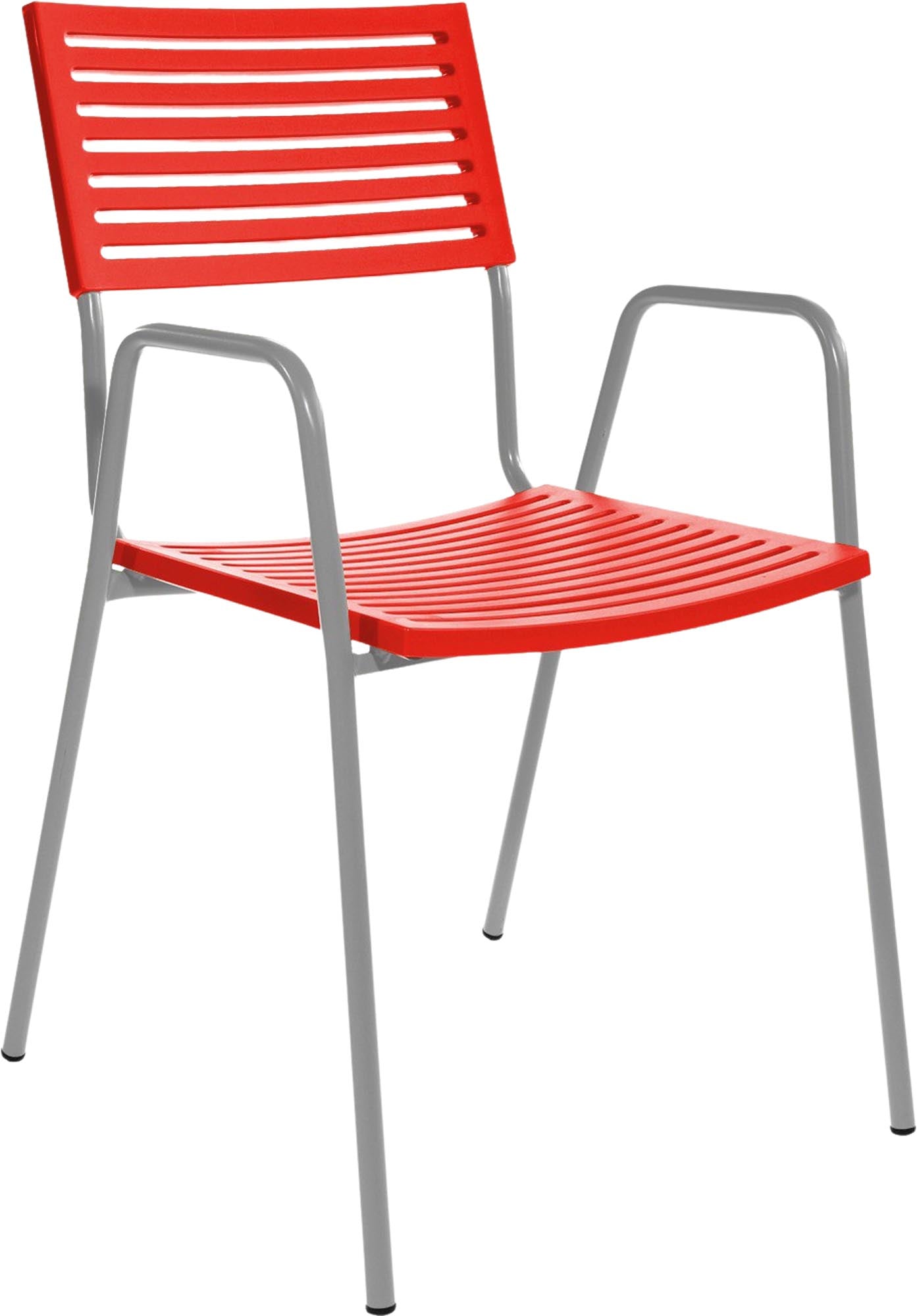 Bodensee Lamello-Gartenstuhl mit Armlehne in Rot präsentiert im Onlineshop von KAQTU Design AG. Gartenstuhl mit Armlehnen ist von Schaffner