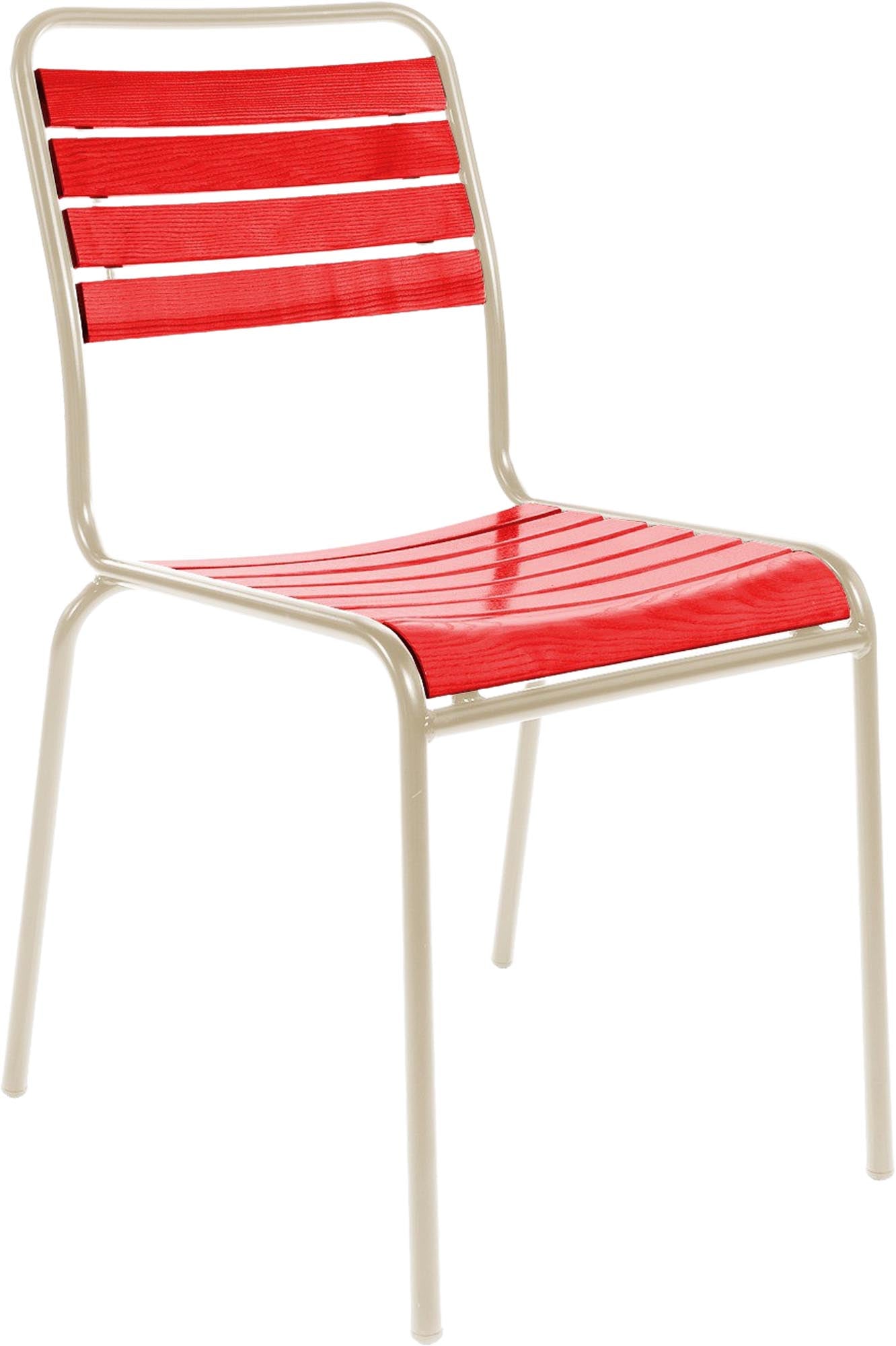 Rigi Holzlatten-Gartenstuhl ohne Armlehne in Rot präsentiert im Onlineshop von KAQTU Design AG. Gartenstuhl ist von Schaffner