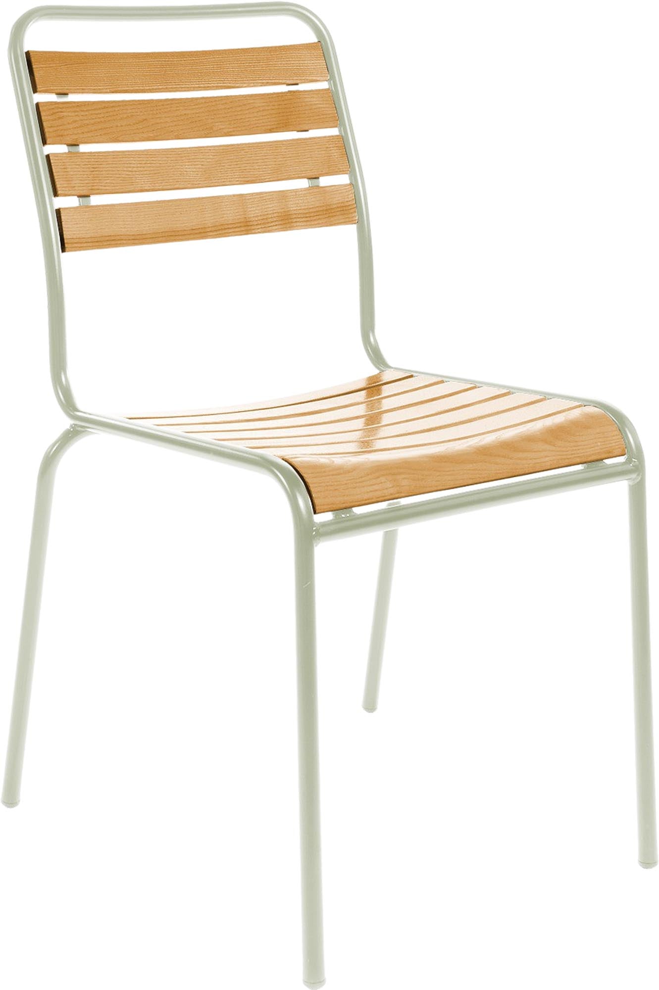 Rigi Holzlatten-Gartenstuhl ohne Armlehne in Natur geölt präsentiert im Onlineshop von KAQTU Design AG. Gartenstuhl ist von Schaffner