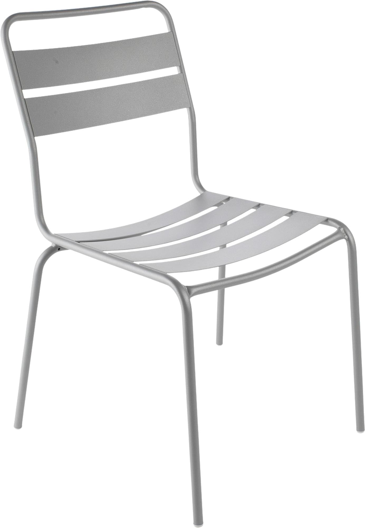 Glarus Ganzmetall-Gartenstuhl ohne Armlehne in Alusilber präsentiert im Onlineshop von KAQTU Design AG. Gartenstuhl ist von Schaffner