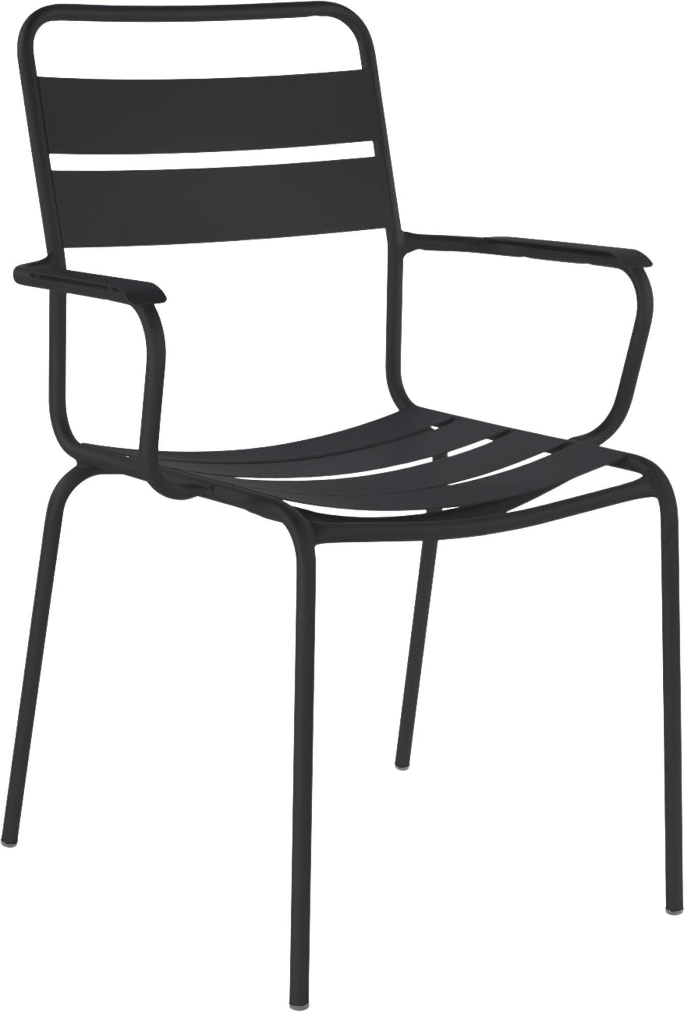 Glarus Ganzmetall-Gartenstuhl mit Armlehne in Schwarz präsentiert im Onlineshop von KAQTU Design AG. Gartenstuhl mit Armlehnen ist von Schaffner