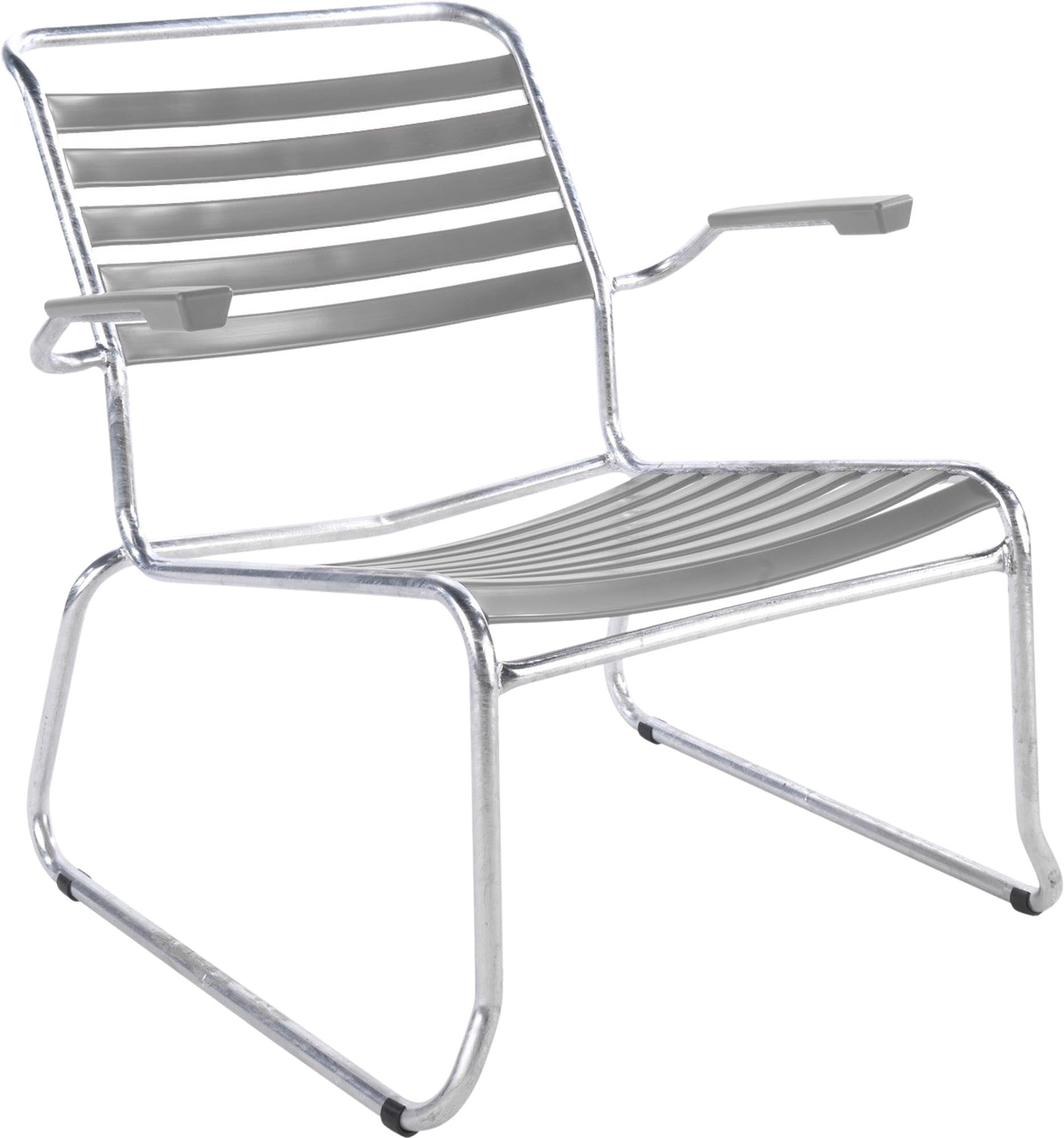 Eleganter Säntis Kufen-Lounger mit stabilen Armlehnen von Schaffner. Ideal für Garten und Balkon, wetterfest und vielseitig einsetzbar.