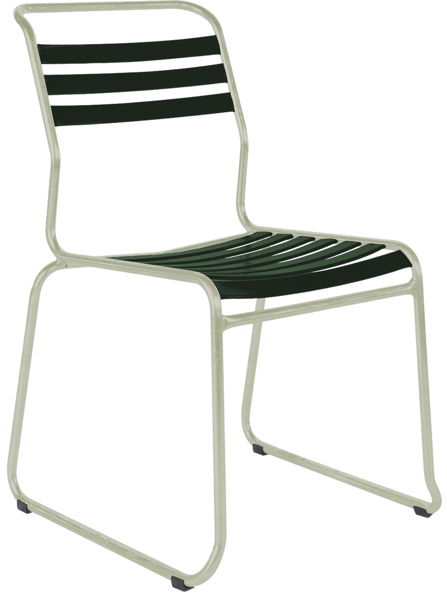 Säntis Lättli-Gartenstuhl ohne Armlehne Kufen in Tannengrün präsentiert im Onlineshop von KAQTU Design AG. Gartenstuhl ist von Schaffner