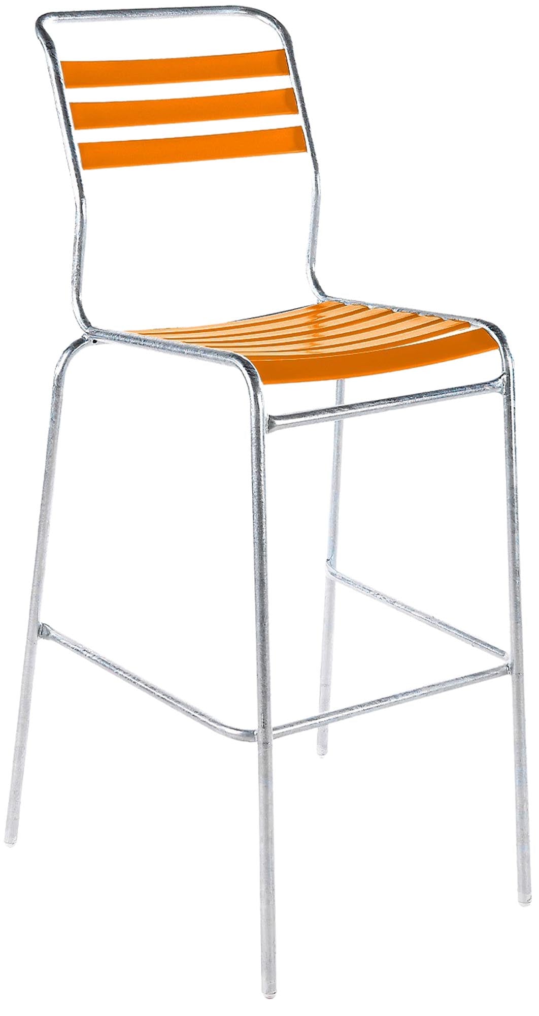Säntis Lättli-Barstuhl Outdoor ohne Armlehne in Orange präsentiert im Onlineshop von KAQTU Design AG. Outdoor-Barstuhl ist von Schaffner