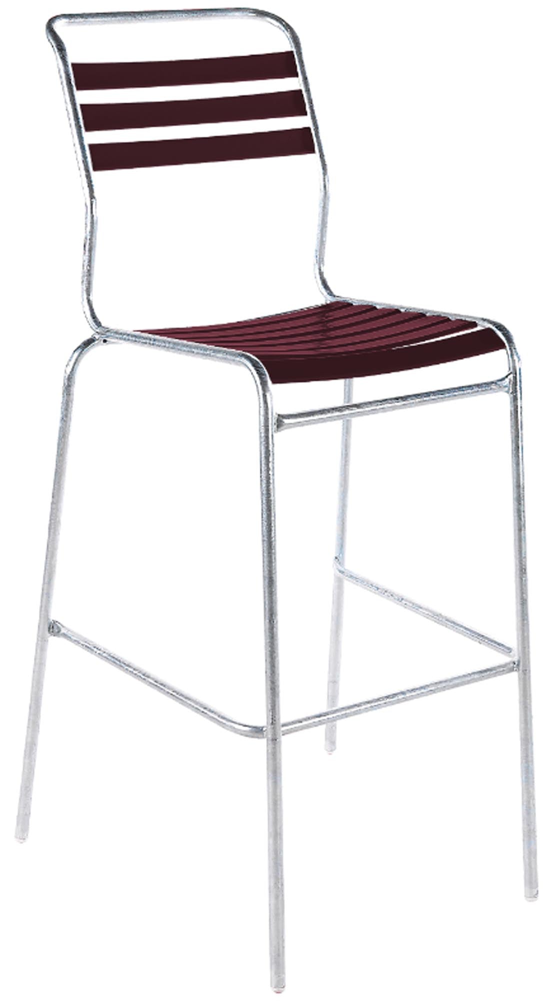 Säntis Lättli-Barstuhl Outdoor ohne Armlehne in Bordeaux präsentiert im Onlineshop von KAQTU Design AG. Outdoor-Barstuhl ist von Schaffner