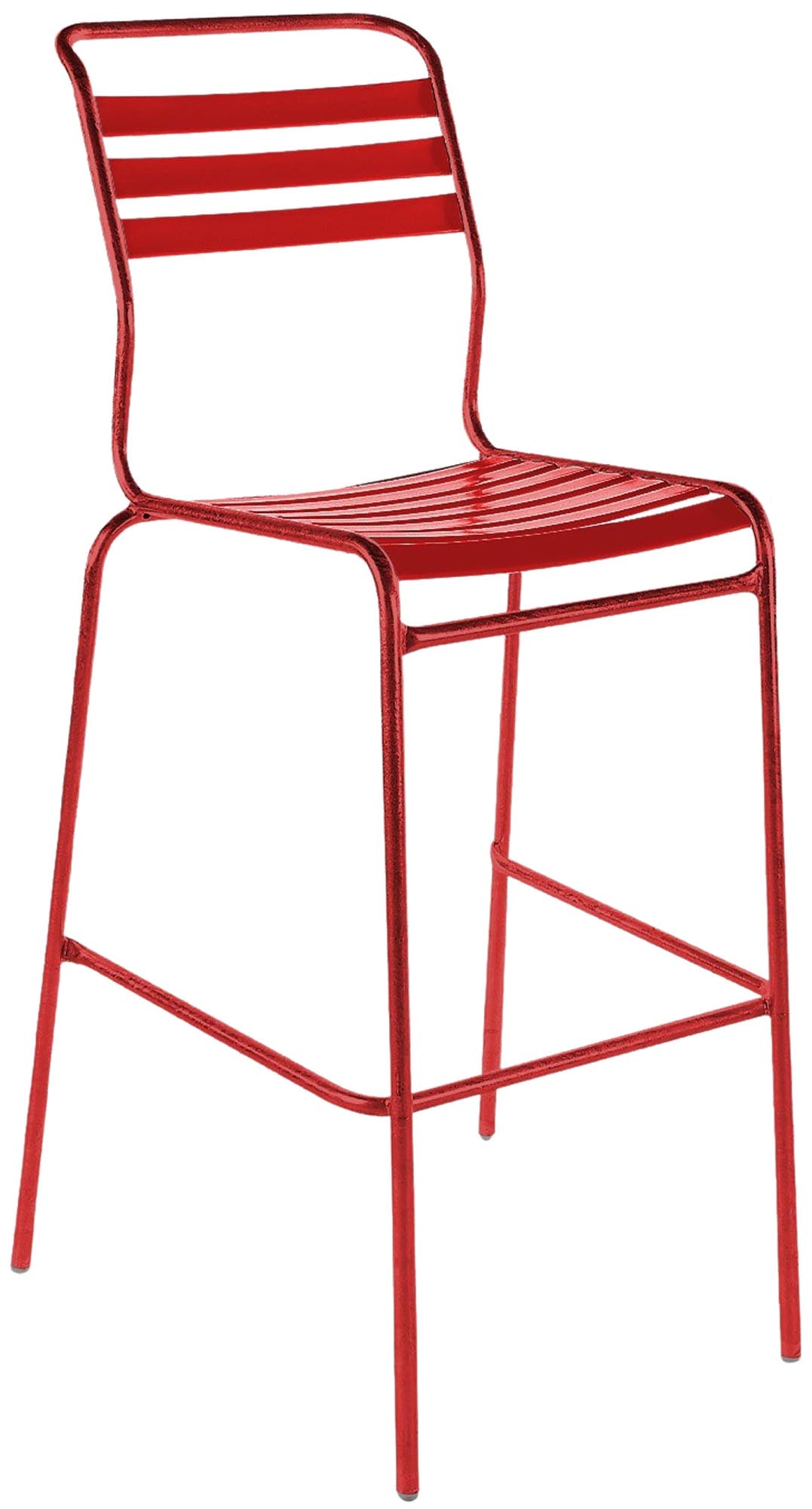 Säntis Lättli-Barstuhl Outdoor ohne Armlehne in Rot präsentiert im Onlineshop von KAQTU Design AG. Outdoor-Barstuhl ist von Schaffner