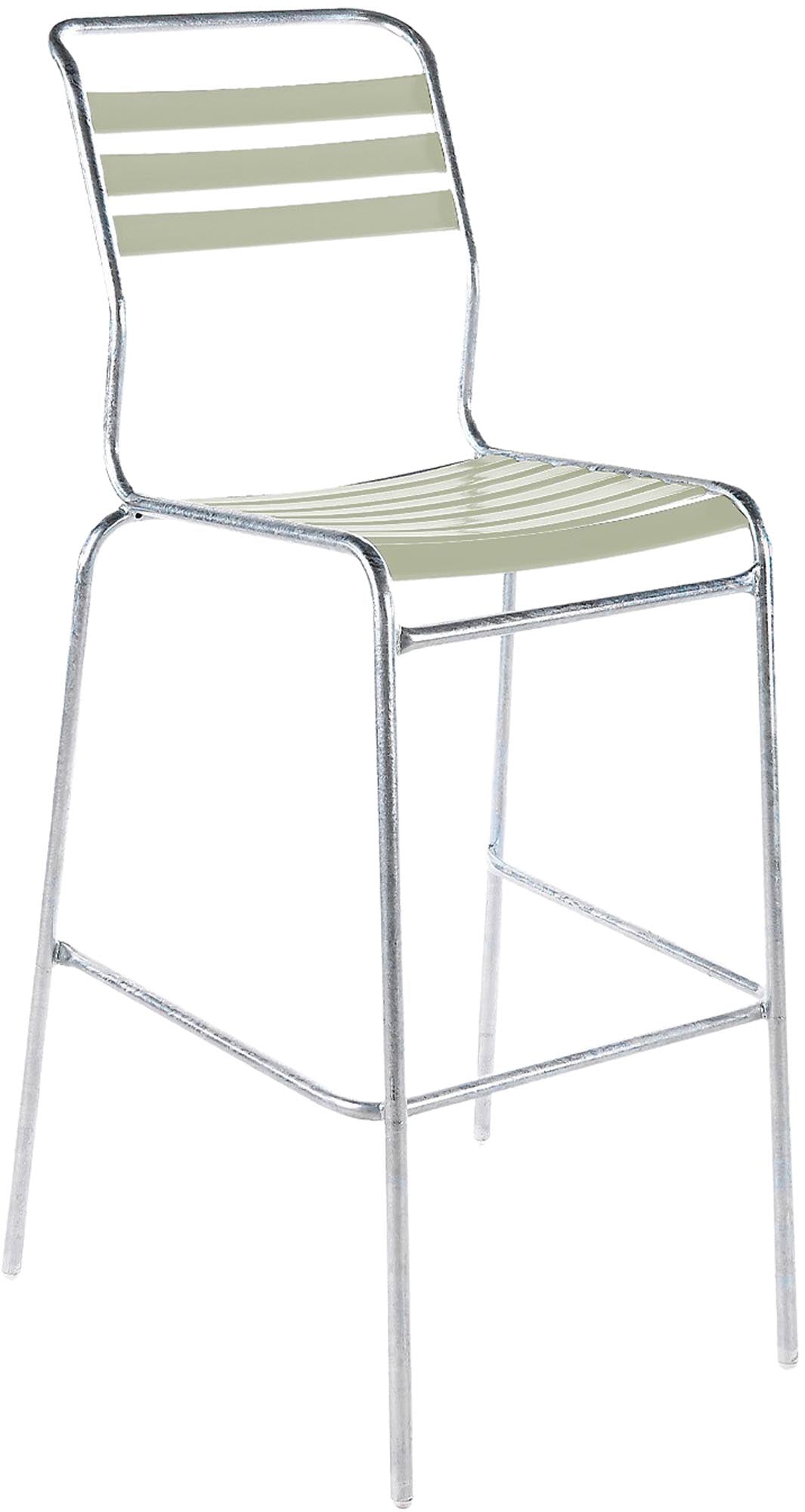 Säntis Lättli-Barstuhl Outdoor ohne Armlehne in Pastellgrün präsentiert im Onlineshop von KAQTU Design AG. Outdoor-Barstuhl ist von Schaffner