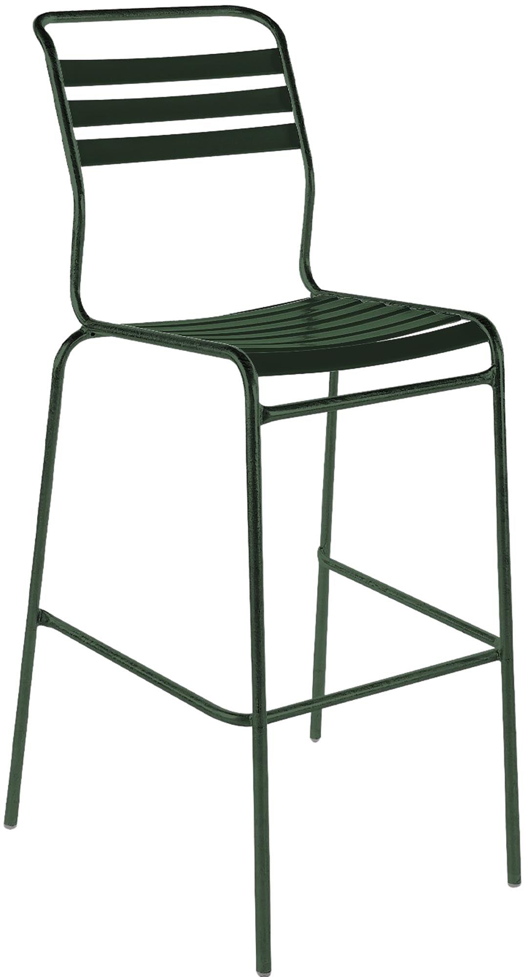 Säntis Lättli-Barstuhl Outdoor ohne Armlehne in Tannengrün präsentiert im Onlineshop von KAQTU Design AG. Outdoor-Barstuhl ist von Schaffner