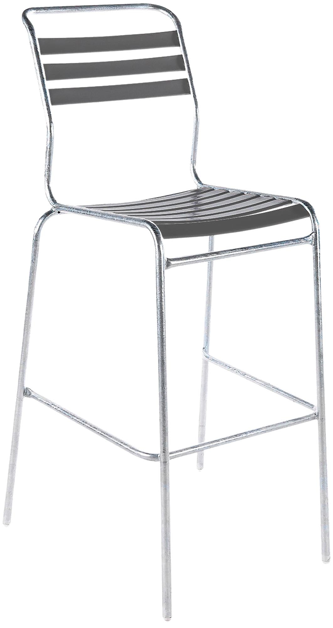 Eleganter Outdoor-Barstuhl Säntis Lättli von Schaffner, ideal für stilvolle Sitzgelegenheiten im Freien, ohne Armlehnen.