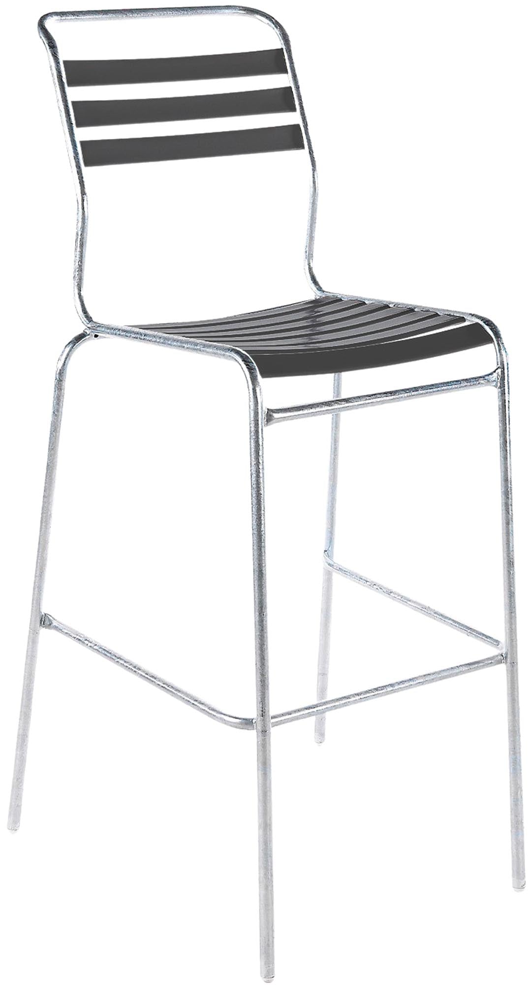 Säntis Lättli-Barstuhl Outdoor ohne Armlehne in Anthrazit präsentiert im Onlineshop von KAQTU Design AG. Outdoor-Barstuhl ist von Schaffner