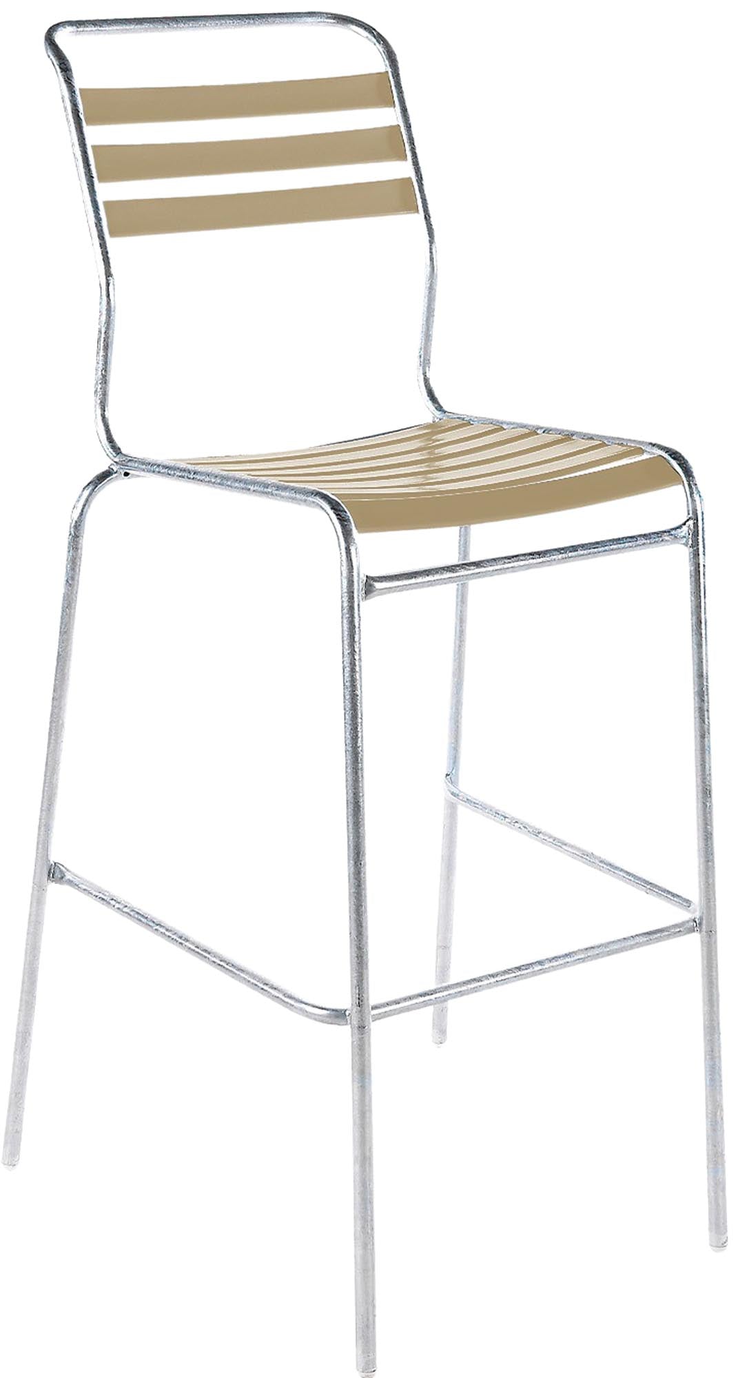 Säntis Lättli-Barstuhl Outdoor ohne Armlehne in Pastellbraun präsentiert im Onlineshop von KAQTU Design AG. Outdoor-Barstuhl ist von Schaffner