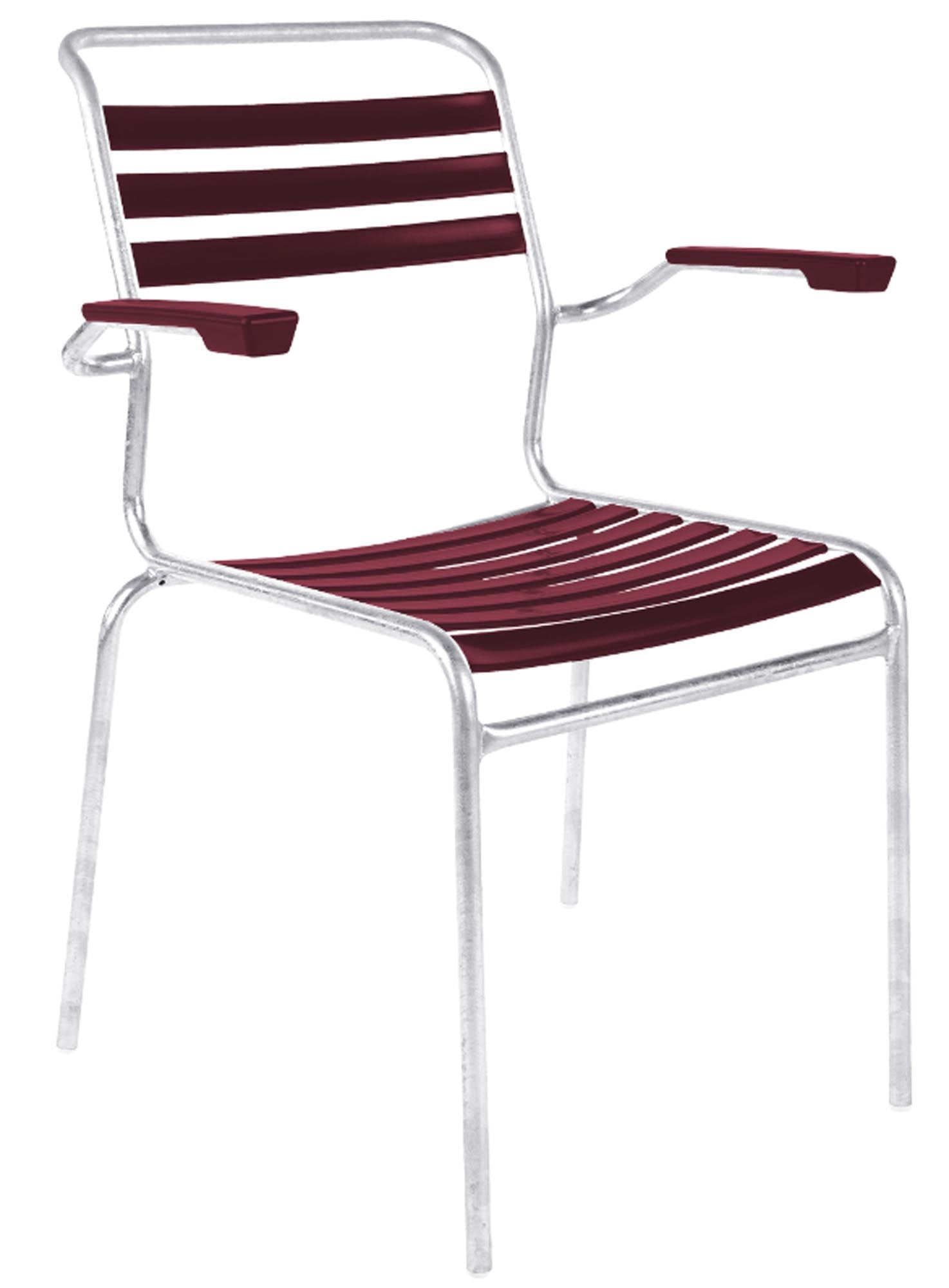 Eleganter Säntis Lättli-Gartenstuhl mit stilvollen Armlehnen, ideal für entspannte Stunden im Freien, vereint Komfort und modernes Design.