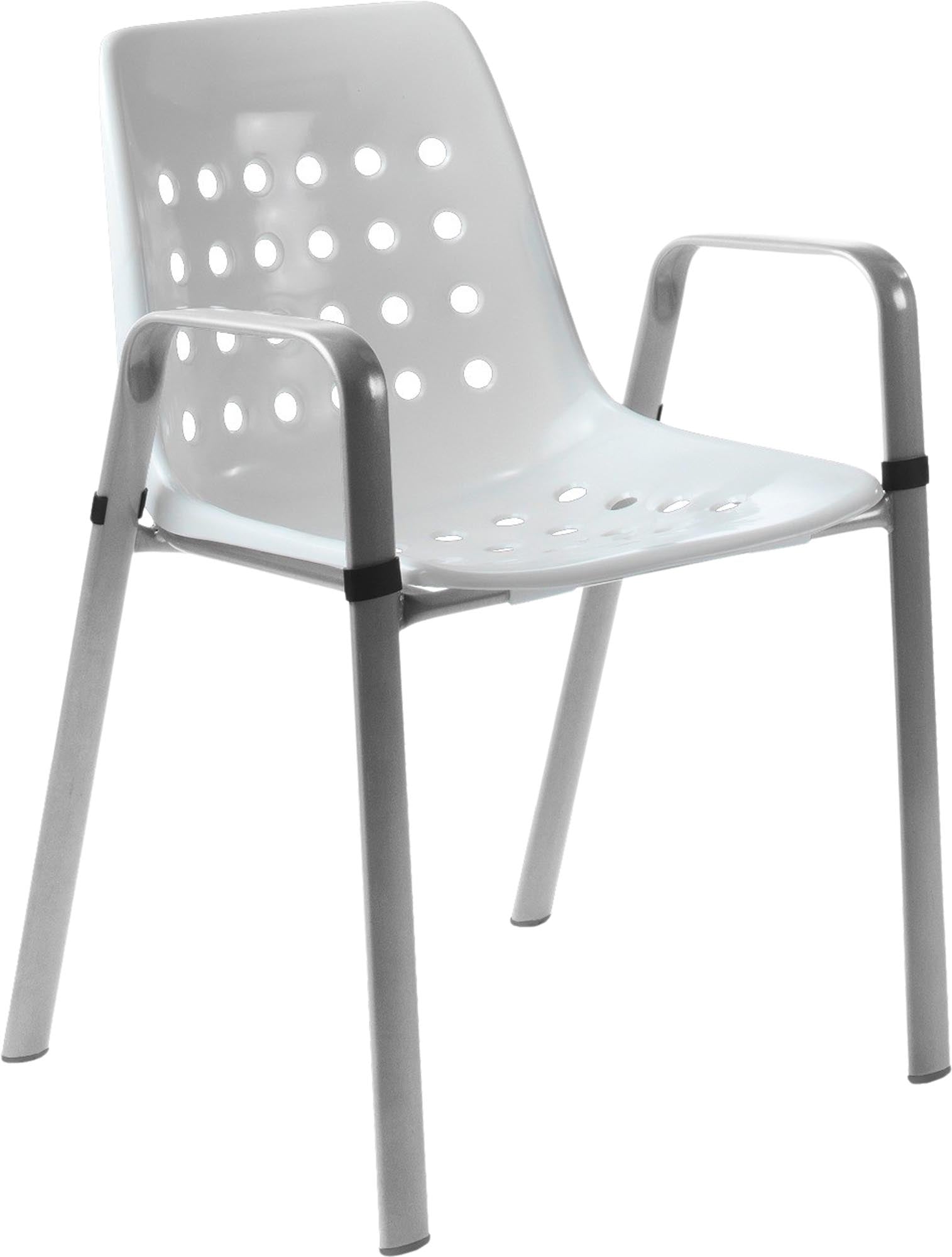 Bermuda Schalen-Gartenstuhl mit Armlehne rundoval in Weiss präsentiert im Onlineshop von KAQTU Design AG. Gartenstuhl mit Armlehnen ist von Schaffner