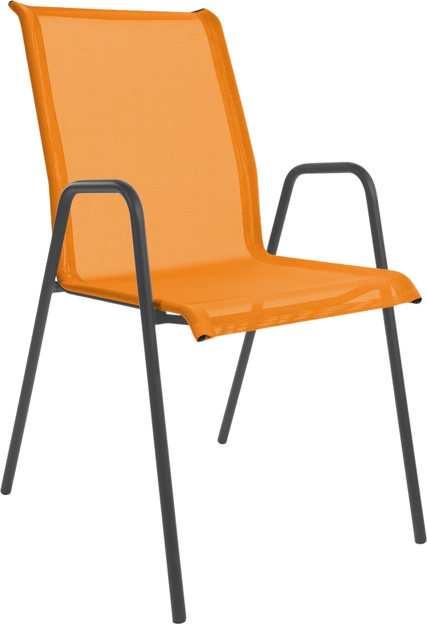 Locarno Textil-Gartenstuhl mit Armlehne in Orange präsentiert im Onlineshop von KAQTU Design AG. Gartenstuhl mit Armlehnen ist von Schaffner
