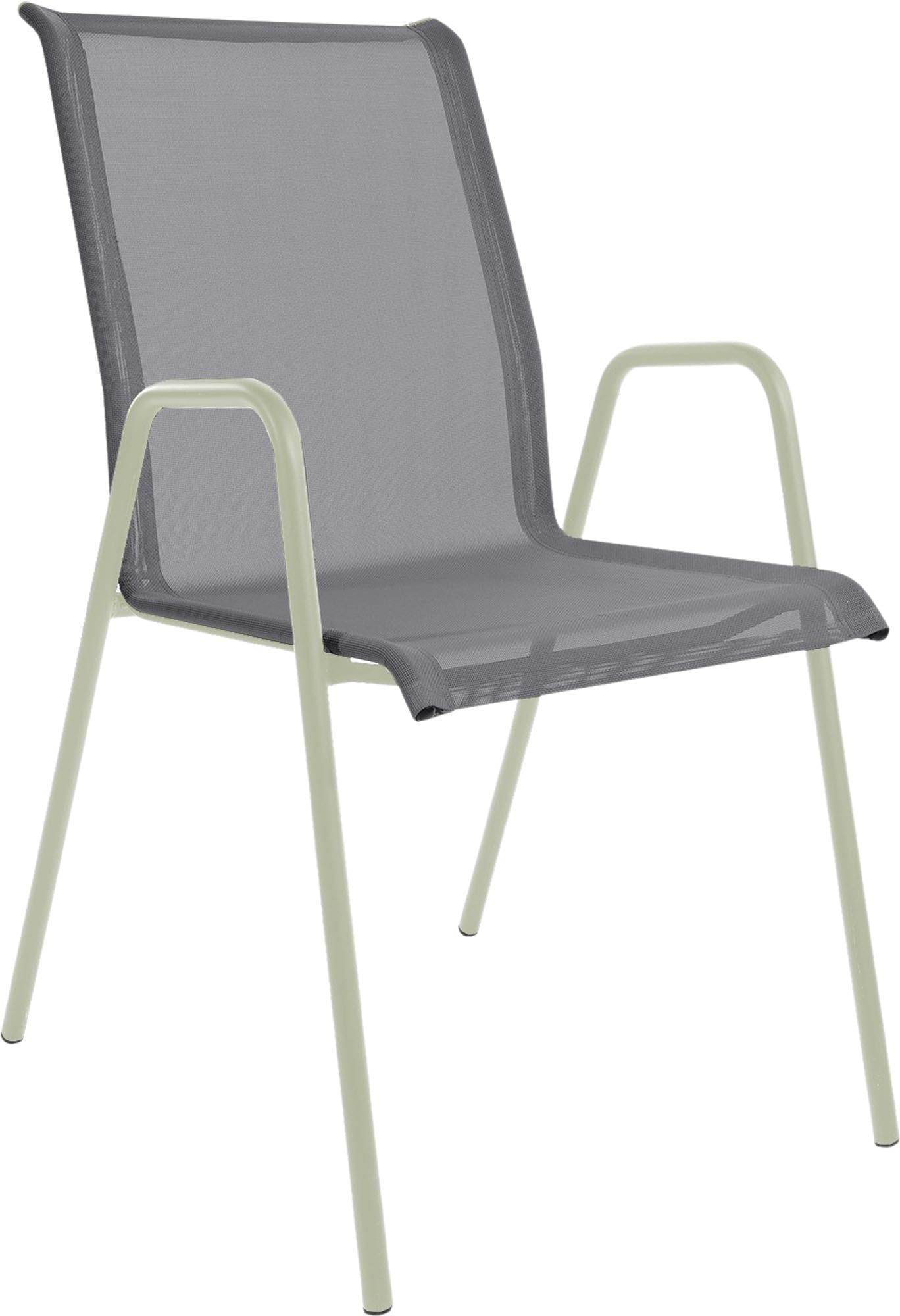 Locarno Textil-Gartenstuhl mit Armlehne in Grau präsentiert im Onlineshop von KAQTU Design AG. Gartenstuhl mit Armlehnen ist von Schaffner