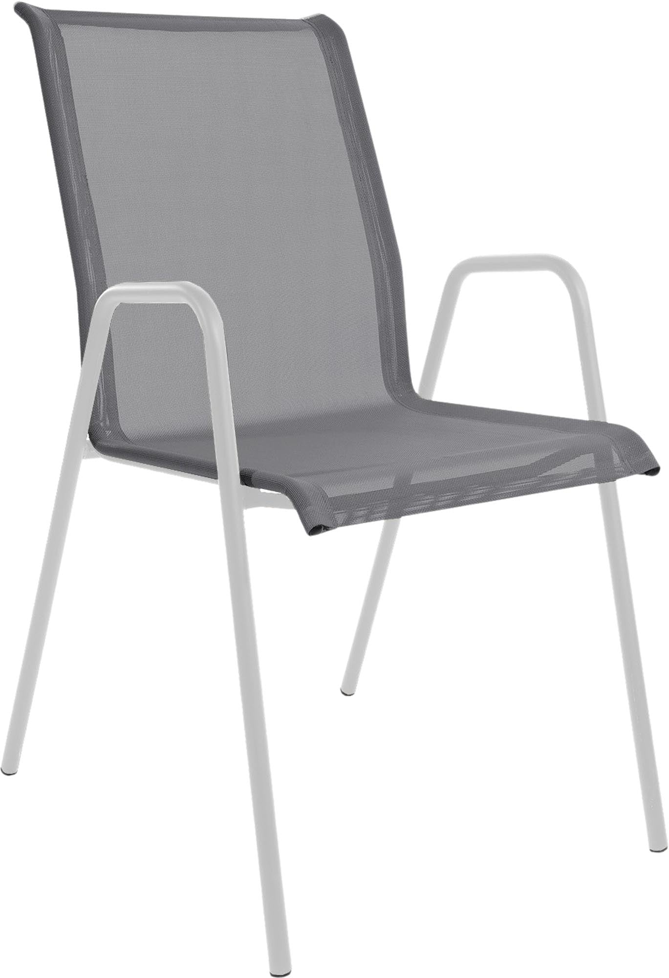 Eleganter Schaffner Locarno Gartenstuhl mit Armlehne, wetterfest, atmungsaktiv, stapelbar und langlebig – perfekt für stilvolle und komfortable Außenbereiche.